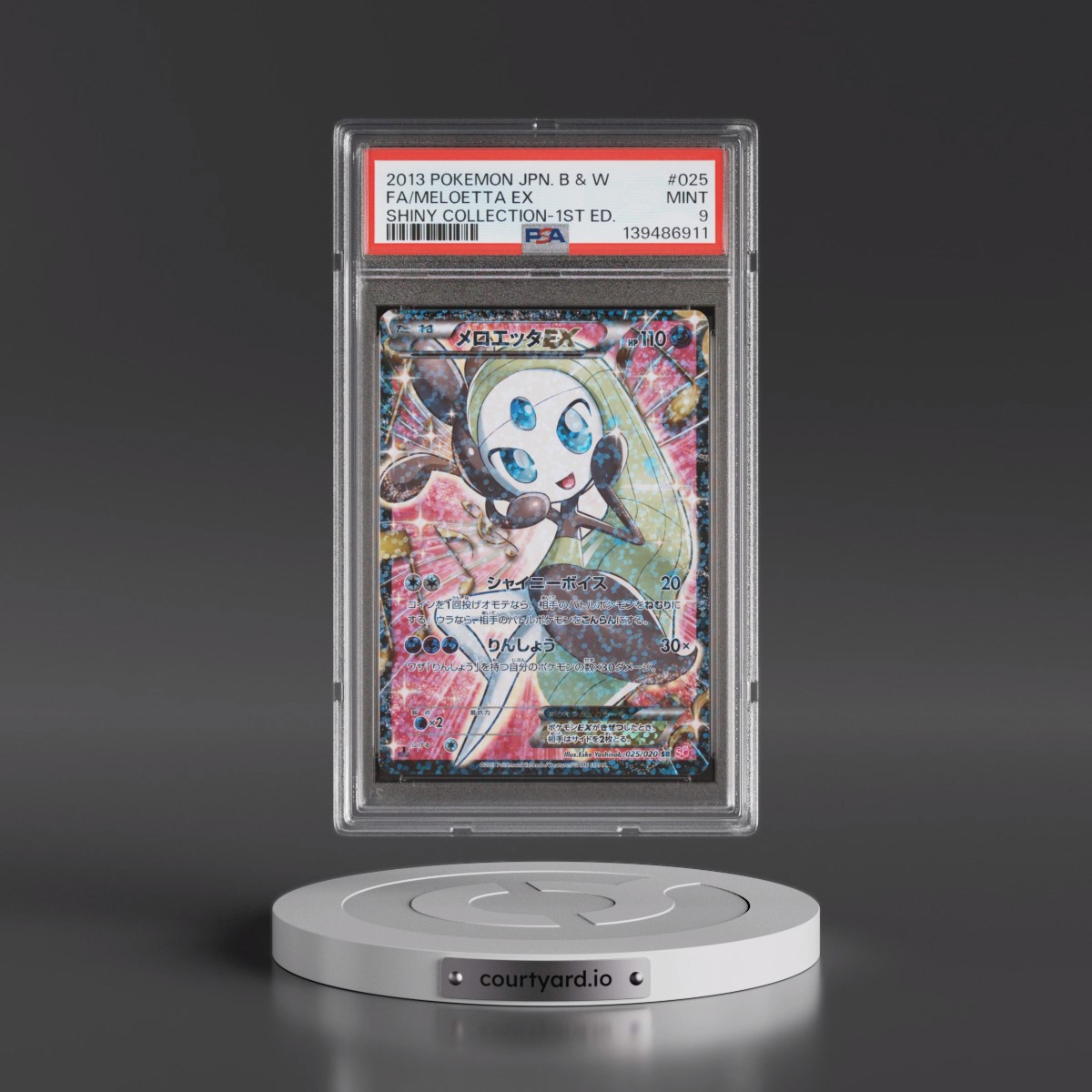 2013 Pokémon Black & White Shiny Collection #025 Meloetta EX - 1st Edition Holo Full Art (PSA 9 MINT)