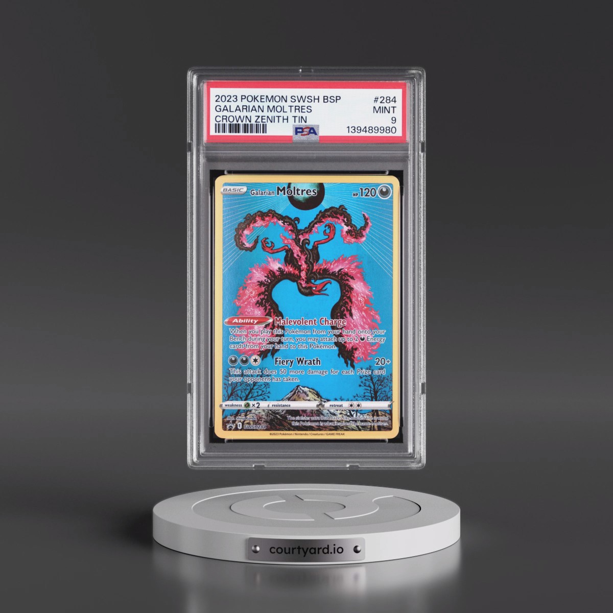 2023 Pokémon Swsh Black Star Promo #284 Galarian Moltres - Crown Zenith Tin (PSA 9 MINT)