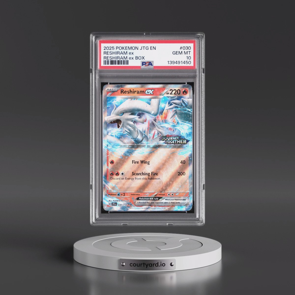 2025 Pokémon Jtg EN-Journey Together #030 Reshiram EX - Holo Reshiram EX Box (PSA 10 GEM MINT)