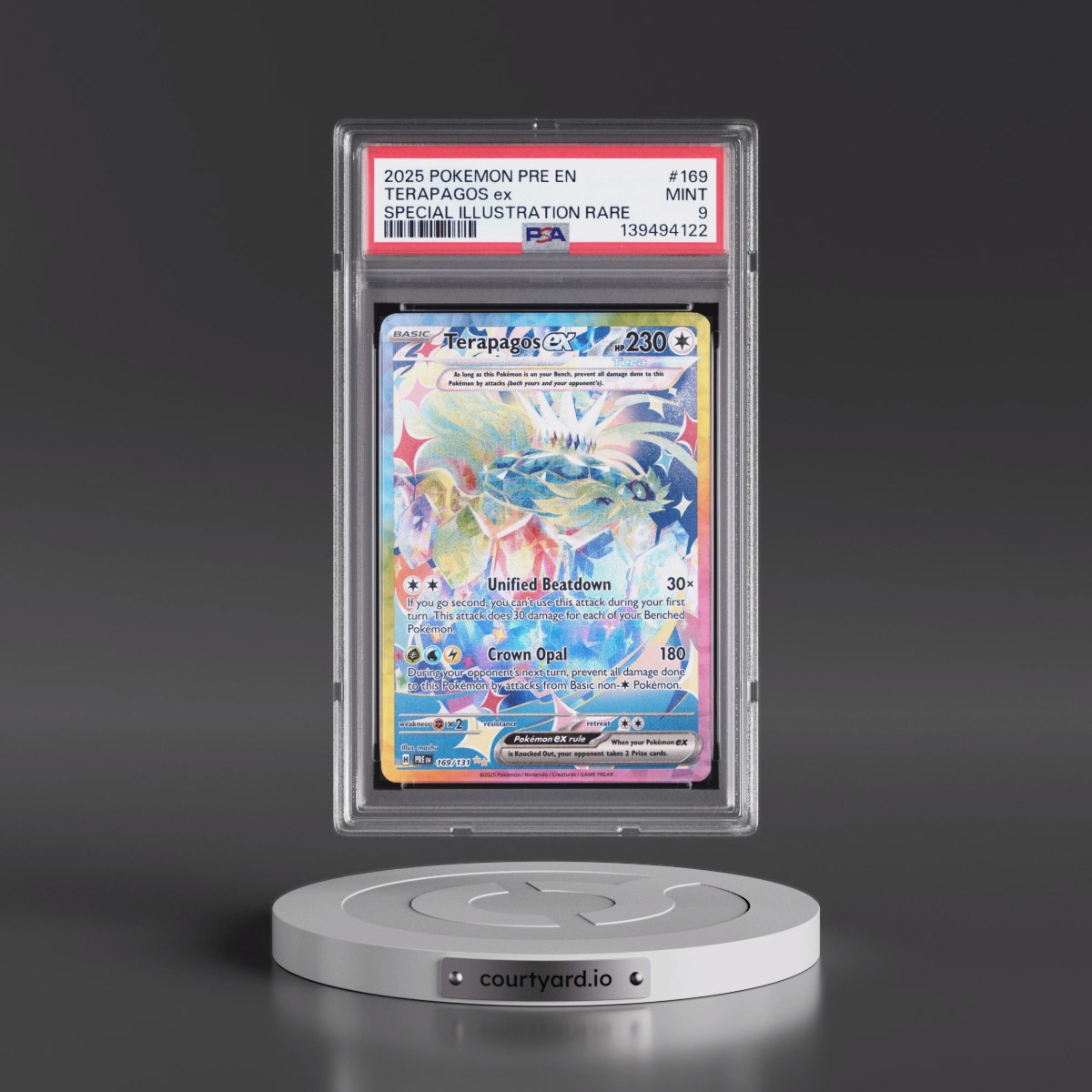 2025 Pokémon Pre EN-Prismatic Evolutions #169 Terapagos EX - Holo Special Illustration Rare (PSA 9 MINT)