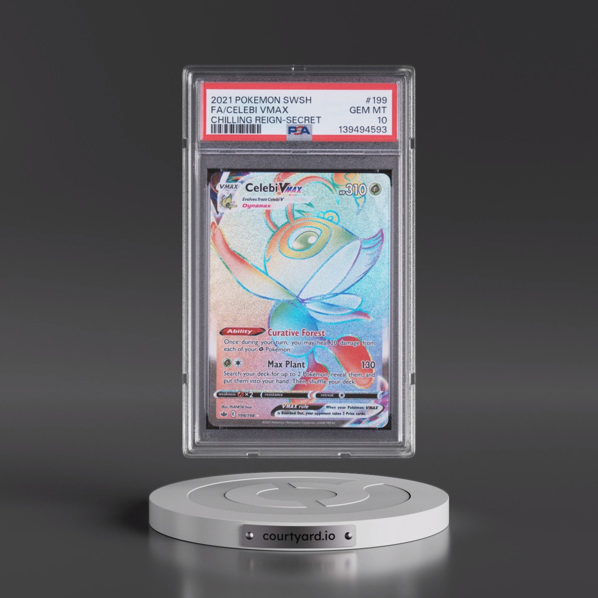 2021 Pokémon Sword & Shield Chilling Reign #199 Celebi Vmax - Full Art Secret (PSA 10 GEM MINT)