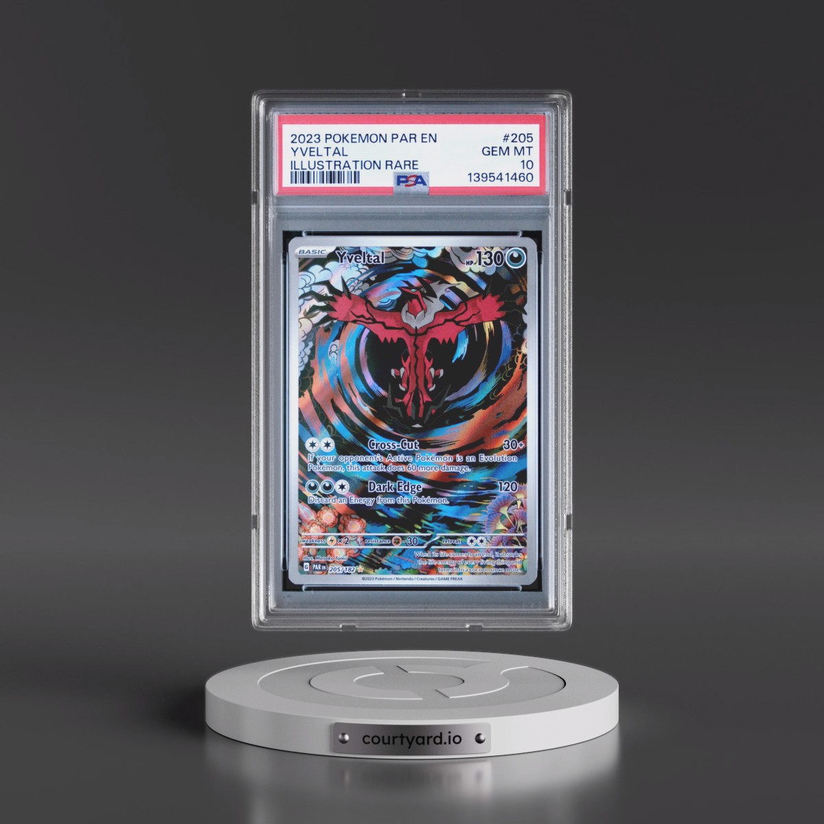 2023 Pokémon Par EN-Paradox Rift #205 Yveltal - Illustration Rare (PSA 10 GEM MINT)