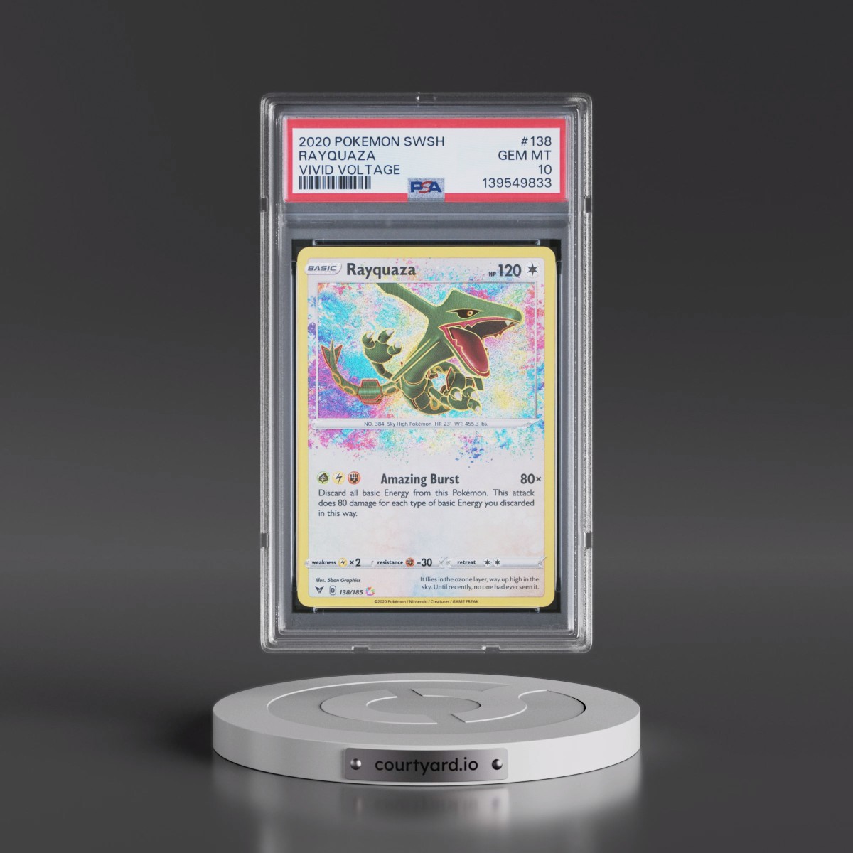 2020 Pokémon Sword & Shield Vivid Voltage #138 Rayquaza (PSA 10 GEM MINT)