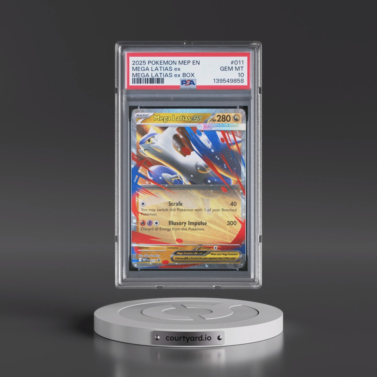 2025 Pokémon Mep EN-Me Black Star Promo #011 Mega Latias EX - Holo Mega Latias EX Box (PSA 10 GEM MINT)
