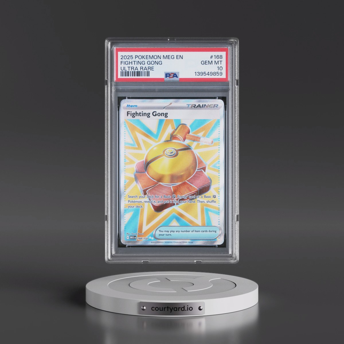 2025 Pokémon Meg EN-Mega Evolution #168 Fighting Gong - Ultra Rare (PSA 10 GEM MINT)