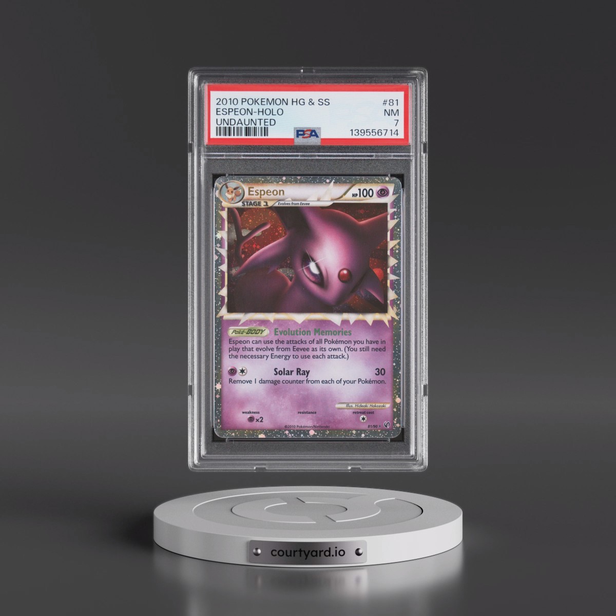 2010 Pokémon Heartgold & Soulsilver Undaunted #81 Espeon - Holo (PSA 7 NM)
