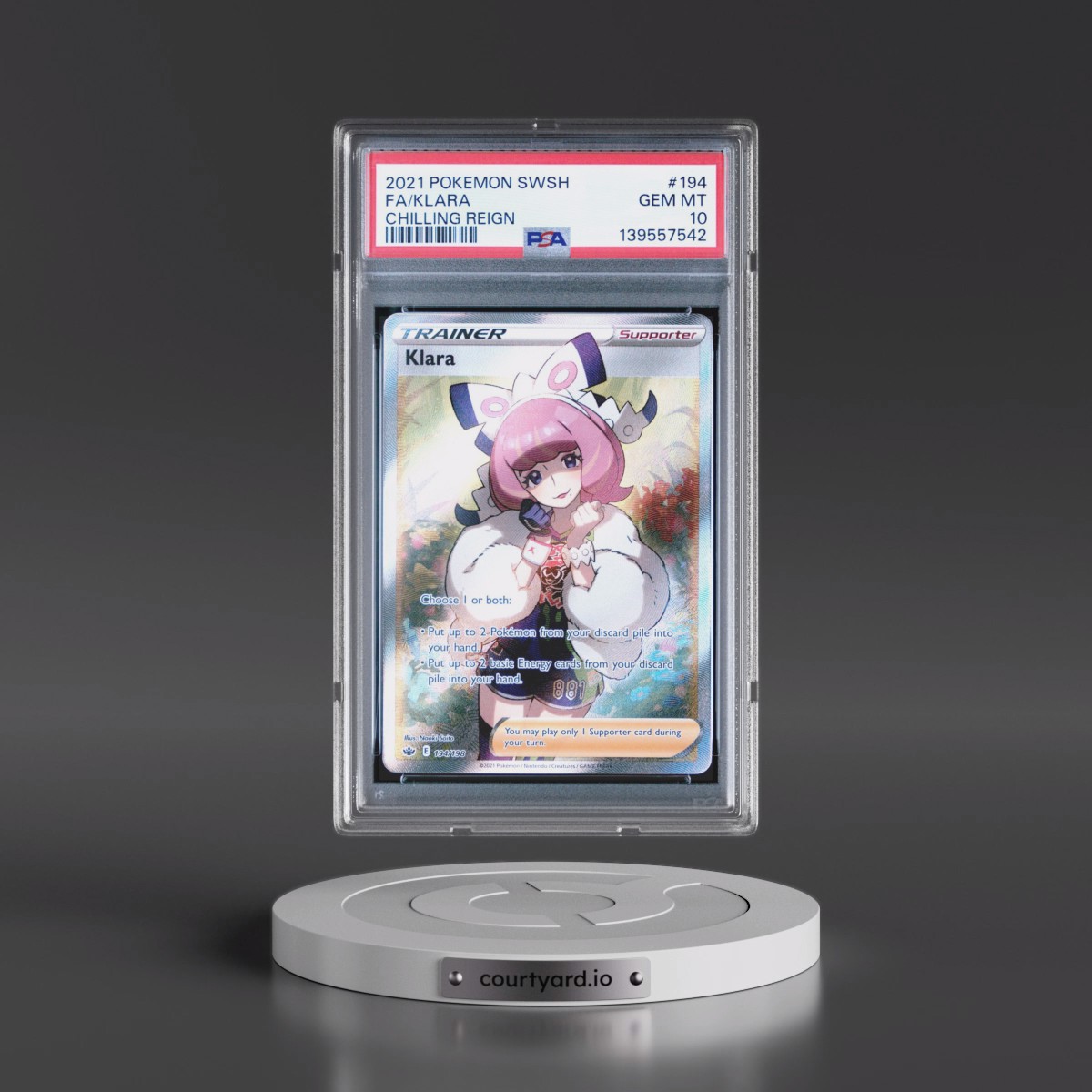 2021 Pokémon Sword & Shield Chilling Reign #194 Klara - Full Art (PSA 10 GEM MINT)
