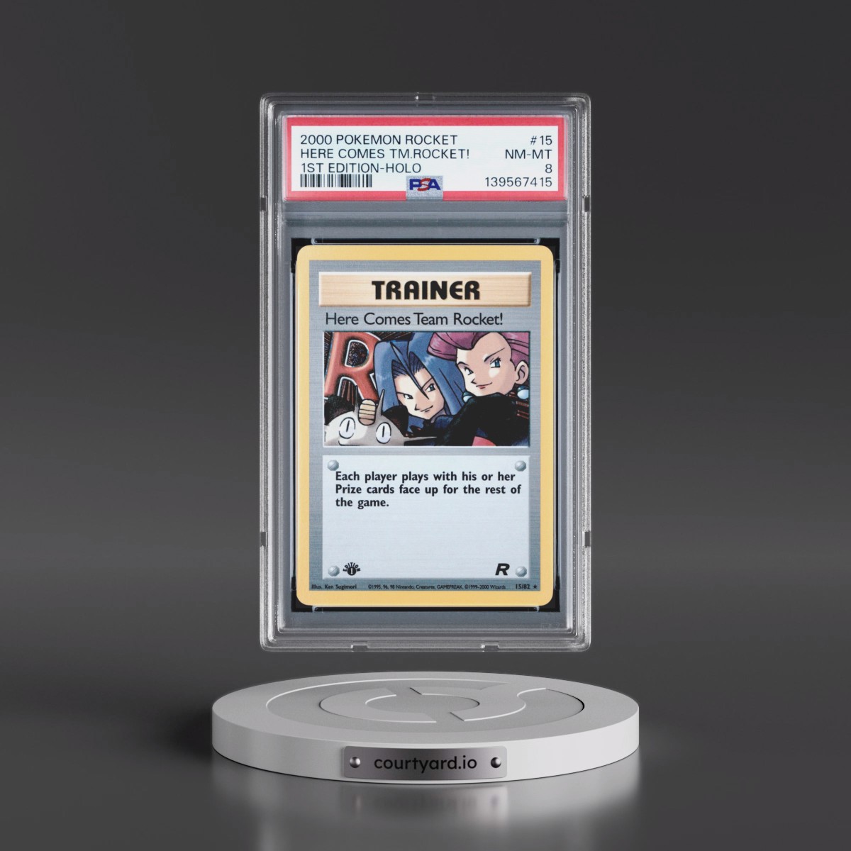 2000 Pokémon Rocket #15 Here Comes Team Rocket! - 1st Edition Holo (PSA 8 NM-MT)