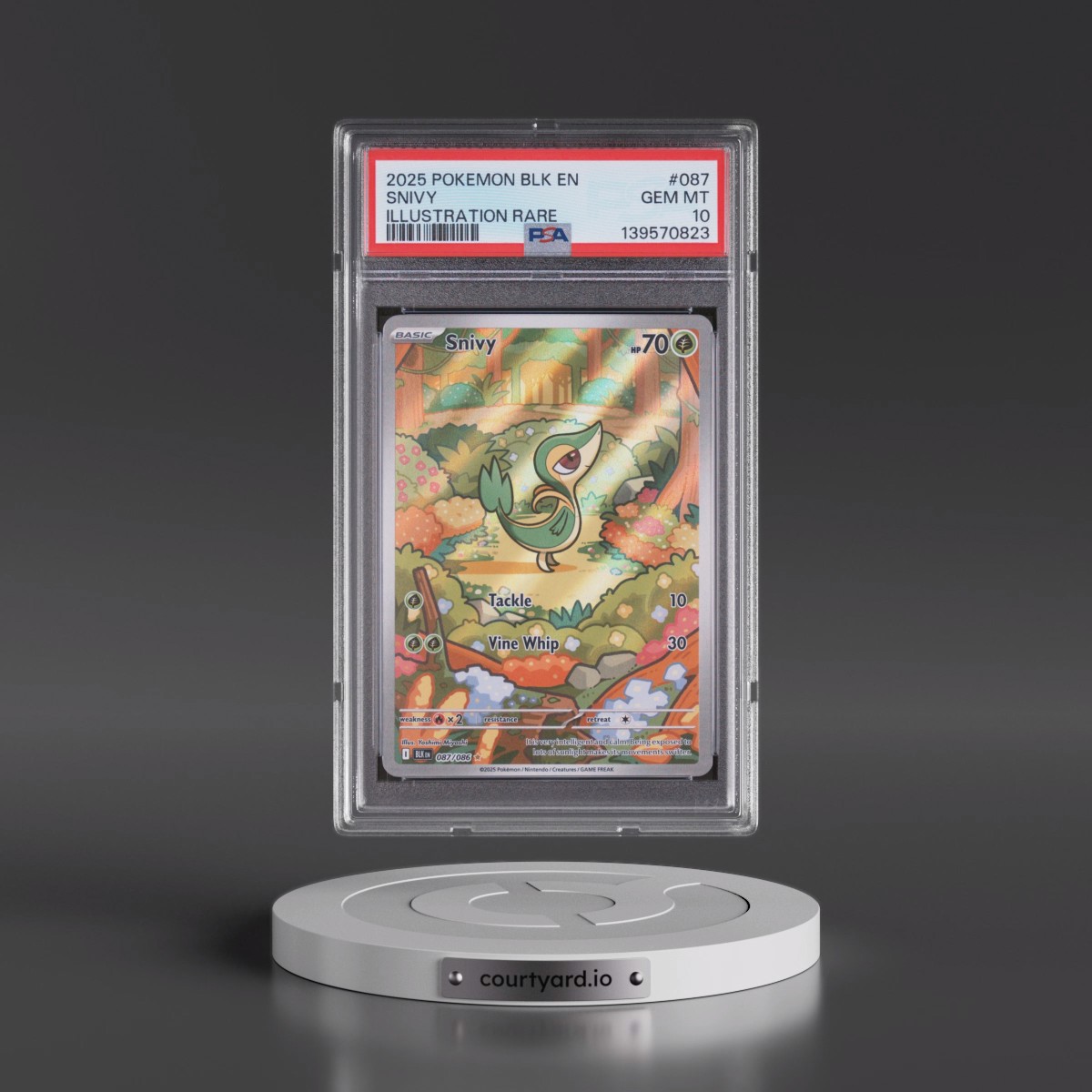 2025 Pokémon Blk EN-Black Bolt #087 Snivy - Illustration Rare (PSA 10 GEM MINT)