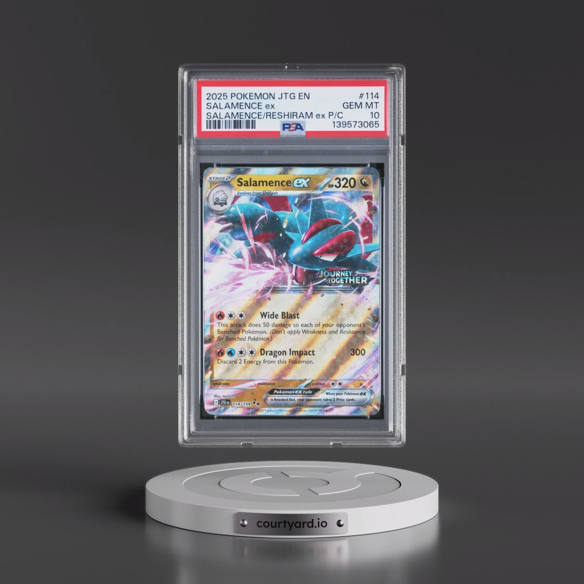 2025 Pokémon Jtg EN-Journey Together #114 Salamence EX - Holo Salamence EX & Reshiram EX Premium Collection (PSA 10 GEM MINT)