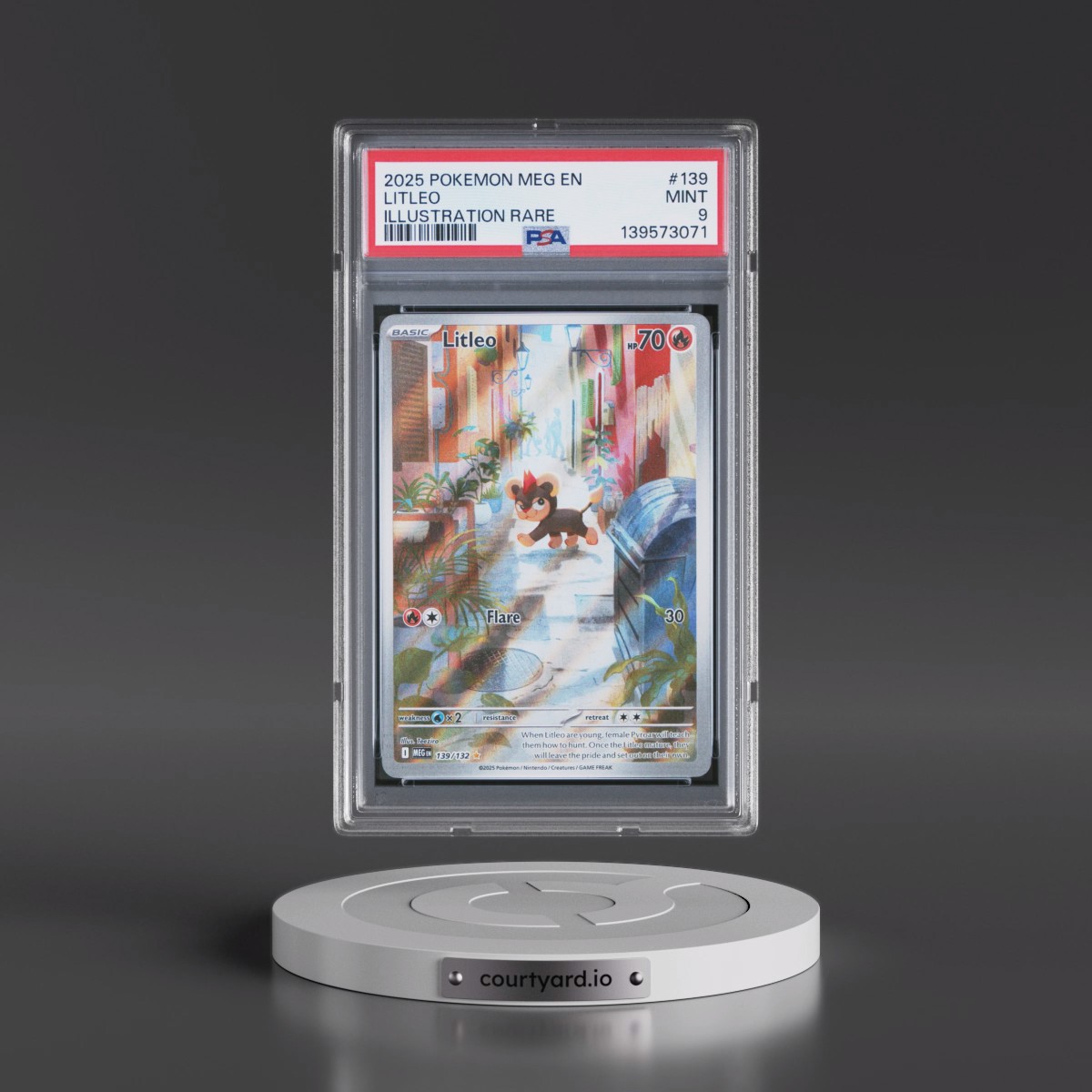2025 Pokémon Meg EN-Mega Evolution #139 Litleo - Illustration Rare (PSA 9 MINT)