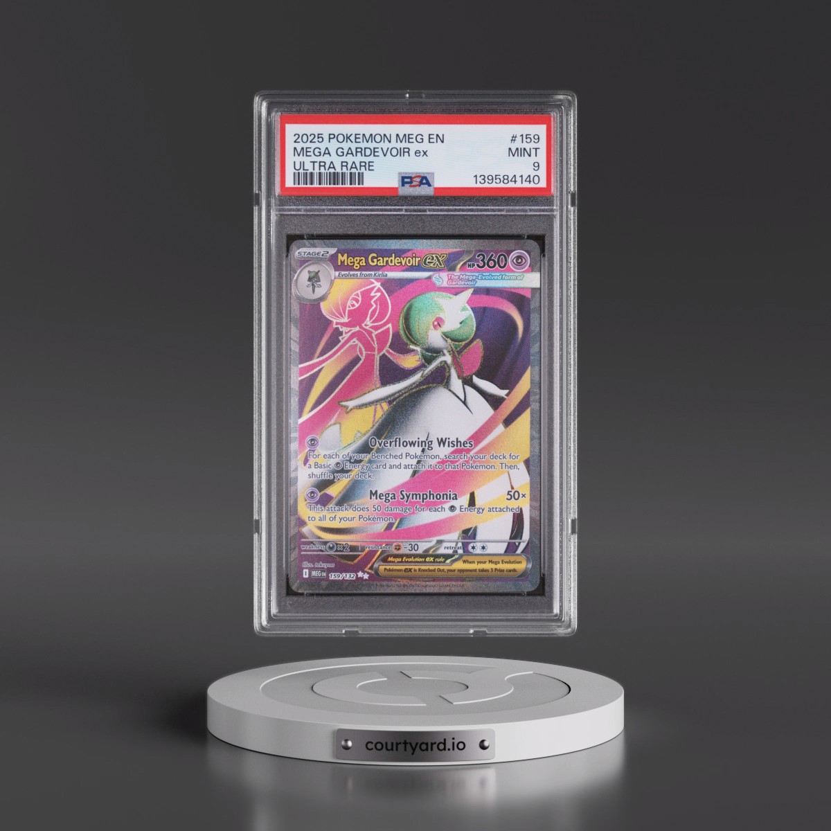 2025 Pokémon Meg EN-Mega Evolution #159 Mega Gardevoir EX - Holo Ultra Rare (PSA 9 MINT)