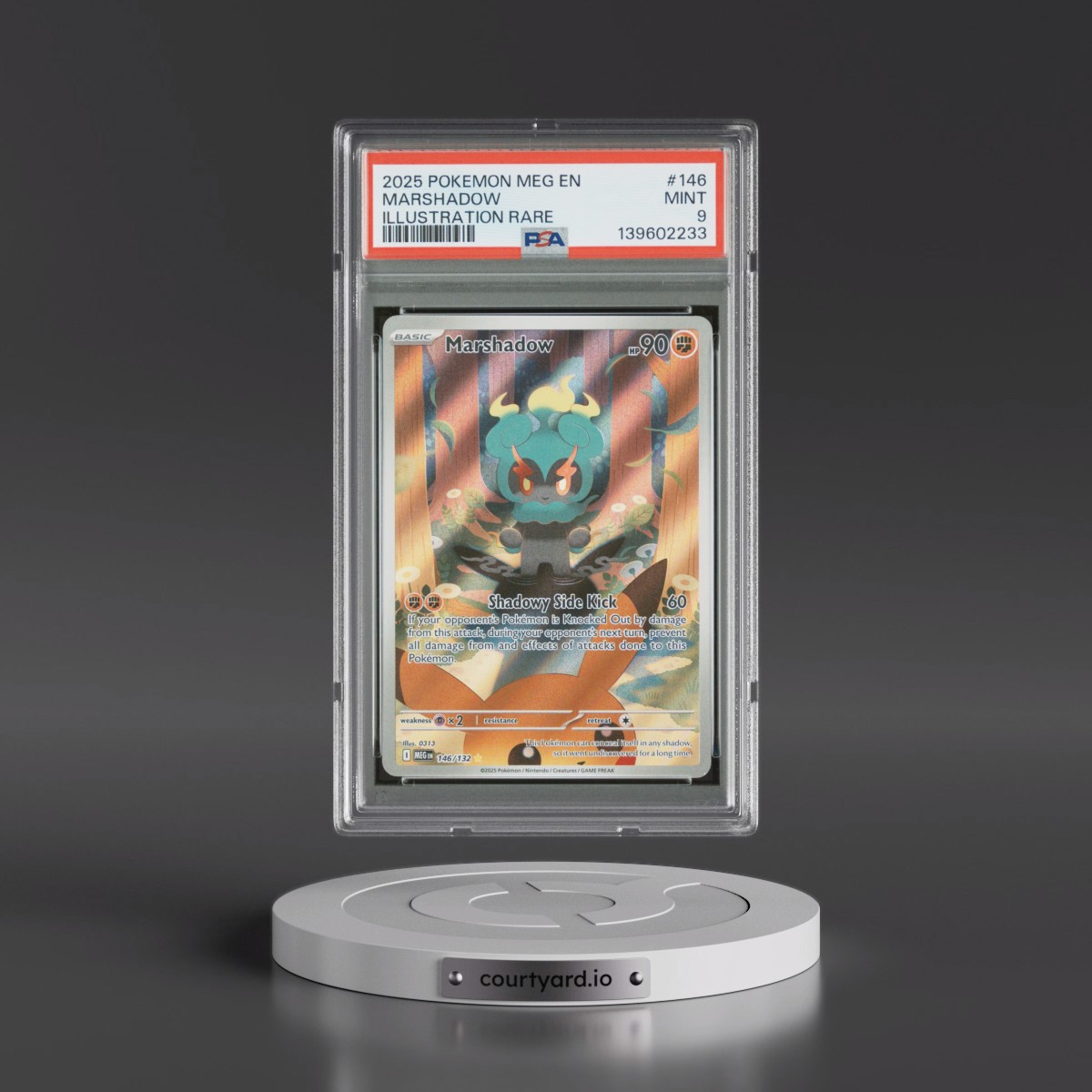 2025 Pokémon Meg EN-Mega Evolution #146 Marshadow - Illustration Rare (PSA 9 MINT)