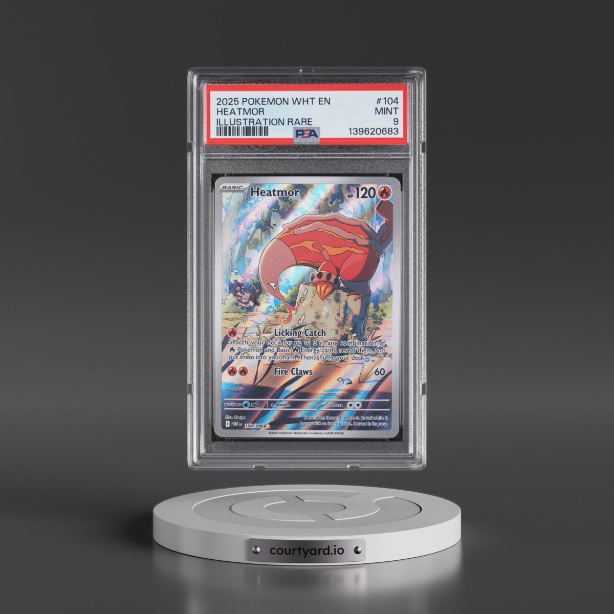 2025 Pokémon Wht EN-White Flare #104 Heatmor - Illustration Rare (PSA 9 MINT)
