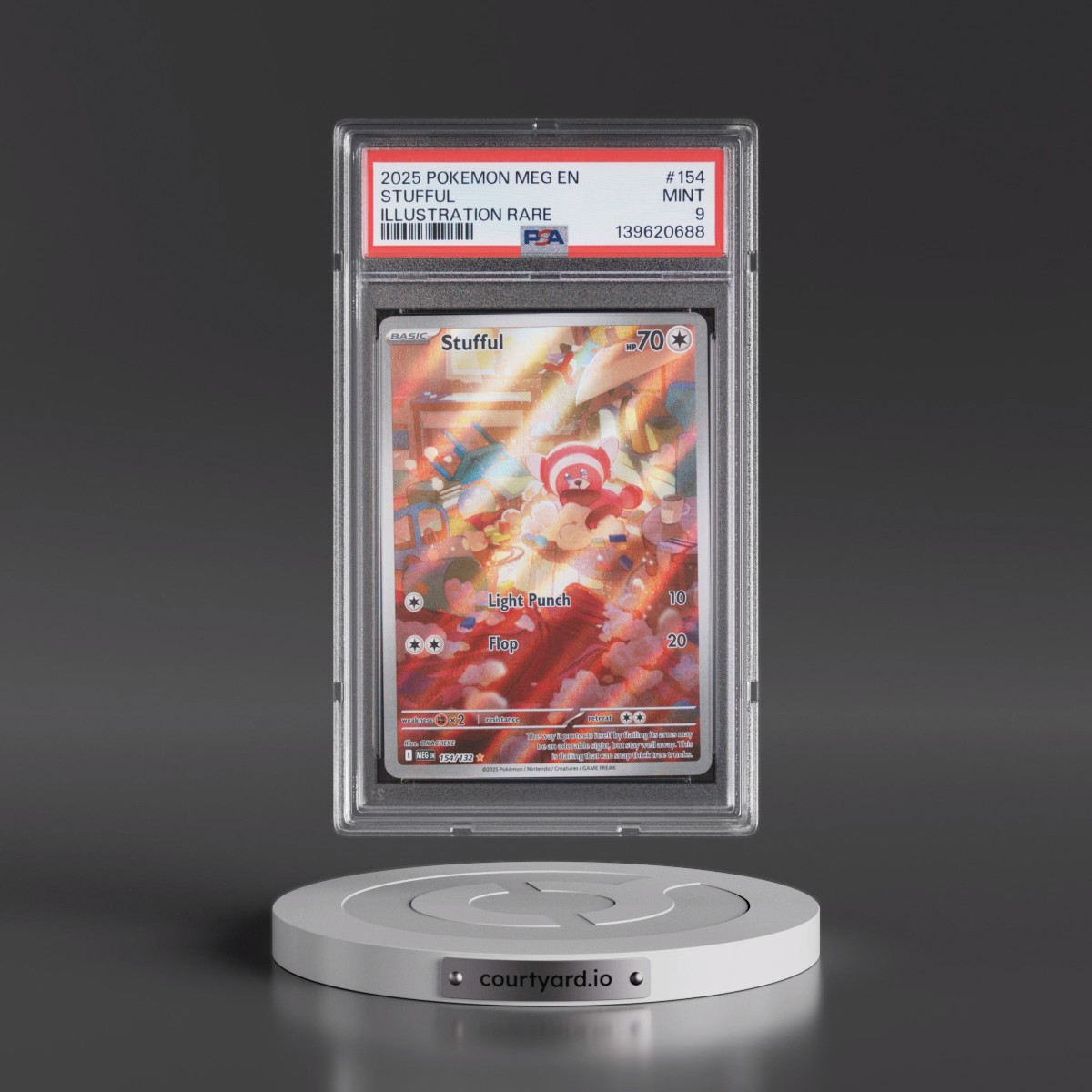 2025 Pokémon Meg EN-Mega Evolution #154 Stufful - Illustration Rare (PSA 9 MINT)