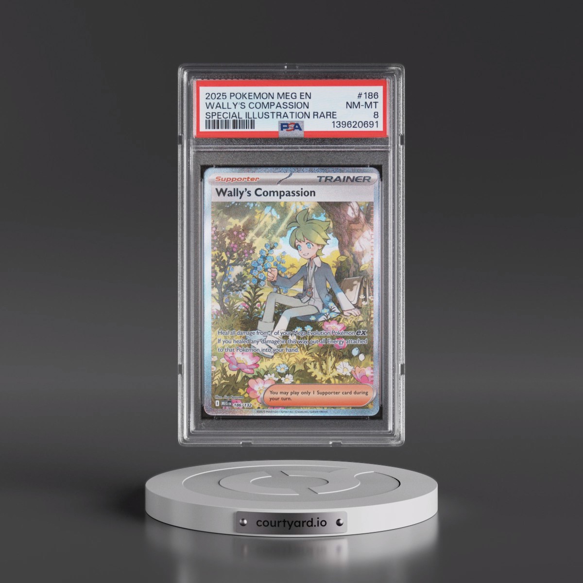 2025 Pokémon Meg EN-Mega Evolution #186 Wally's Compassion - Special Illustration Rare (PSA 8 NM-MT)