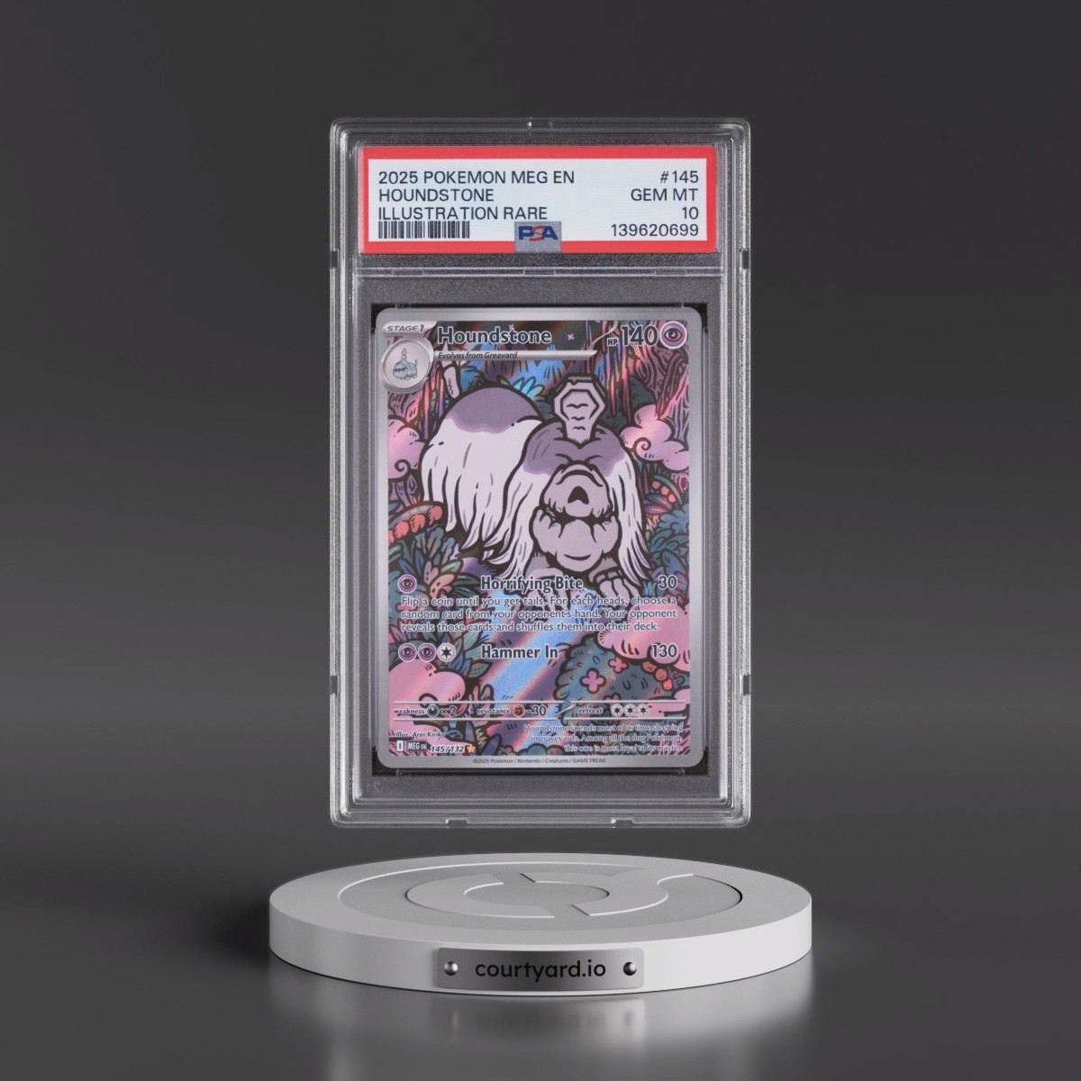 2025 Pokémon Meg EN-Mega Evolution #145 Houndstone - Illustration Rare (PSA 10 GEM MINT)
