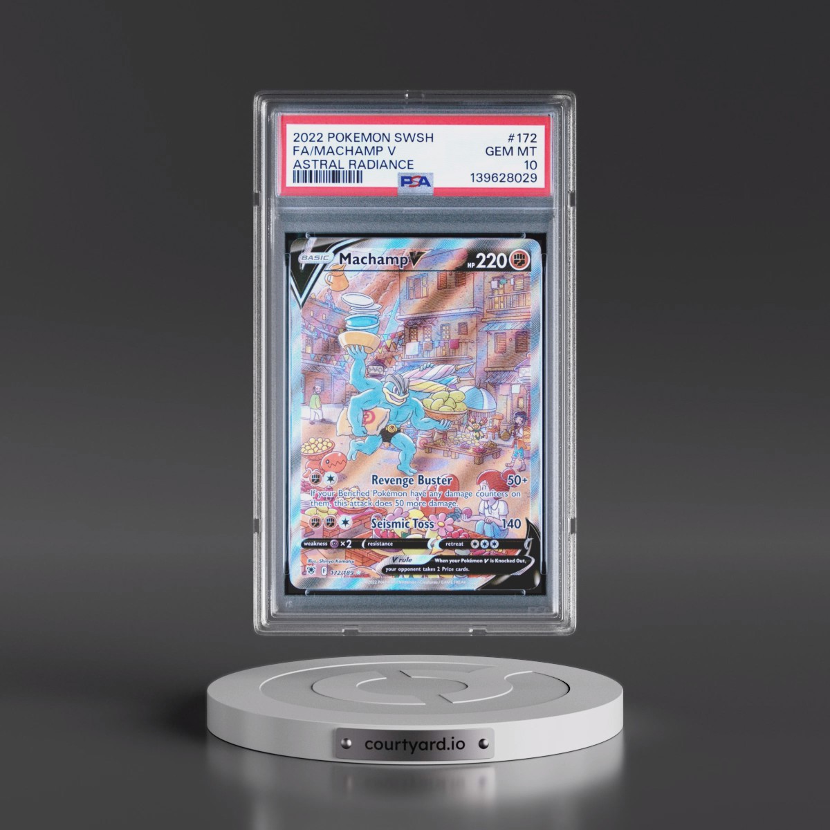 2022 Pokémon Sword & Shield Astral Radiance #172 Machamp V - Holo Full Art (PSA 10 GEM MINT)