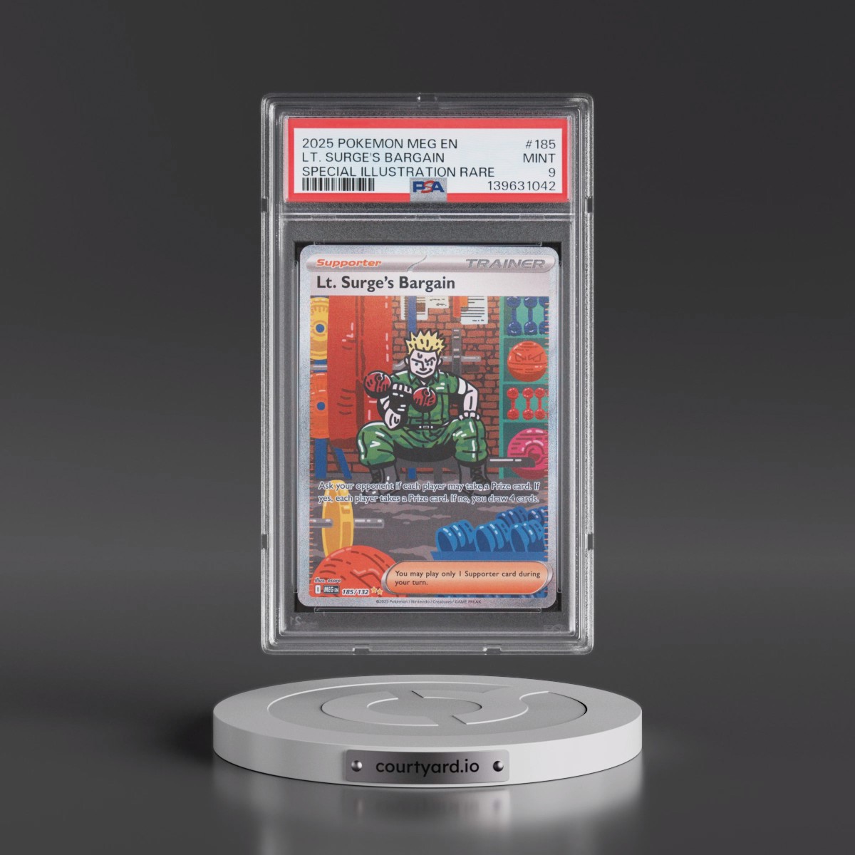 2025 Pokémon Meg EN-Mega Evolution #185 LT. Surge's Bargain - Special Illustration Rare (PSA 9 MINT)