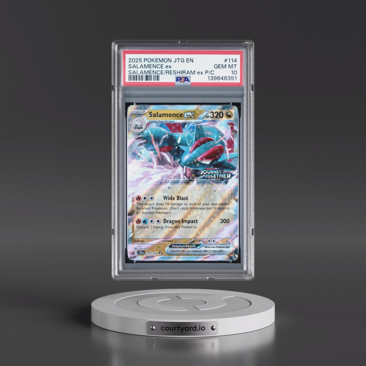 2025 Pokémon Jtg EN-Journey Together #114 Salamence EX - Holo Salamence EX & Reshiram EX Premium Collection (PSA 10 GEM MINT)