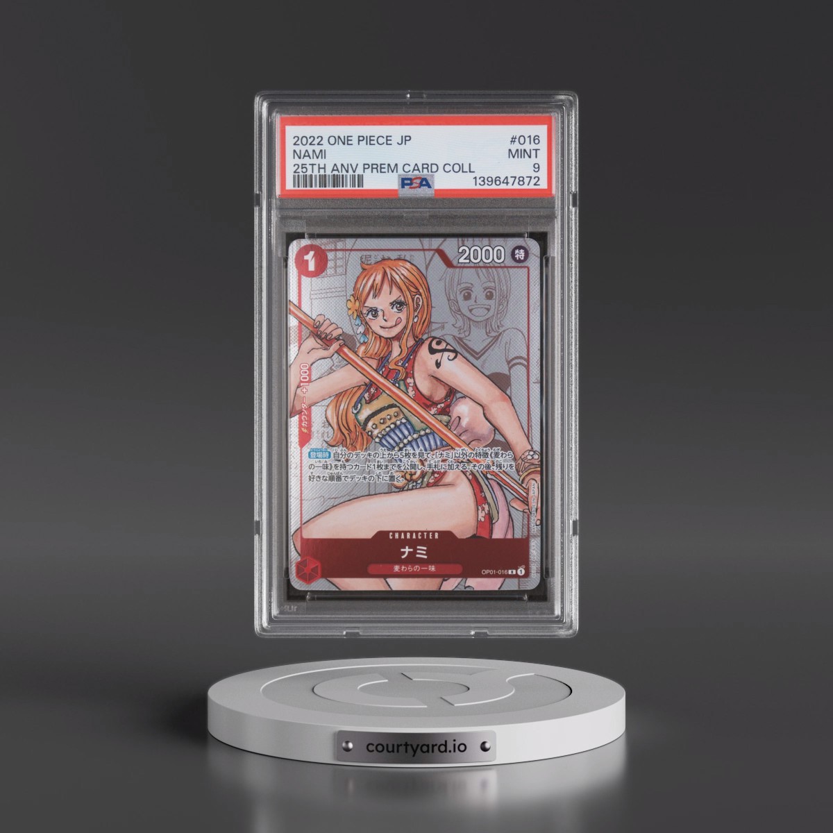 2022 One Piece Japanese 25th Anniversary Premium Card Collection #016 Nami (PSA 9 MINT)