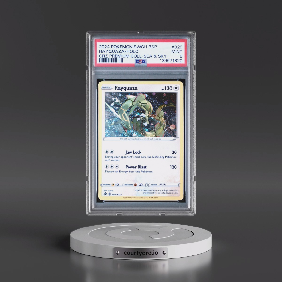 2024 Pokémon Swsh Black Star Promo #029 Rayquaza - Holo Crown Zenith Premium Collection Sea & Sky (PSA 9 MINT)