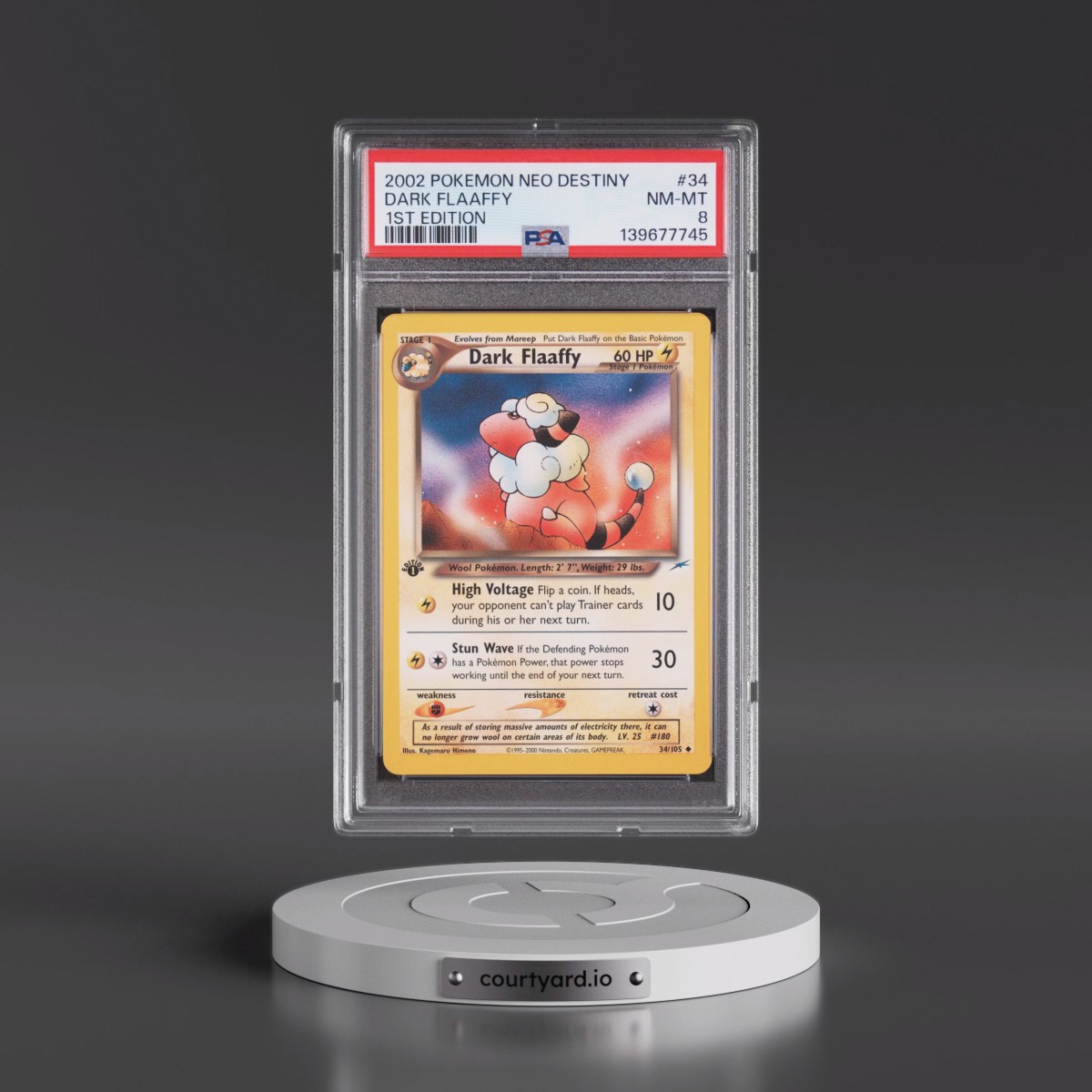 2002 Pokémon Neo Destiny #34 Dark Flaaffy - 1st Edition (PSA 8 NM-MT)