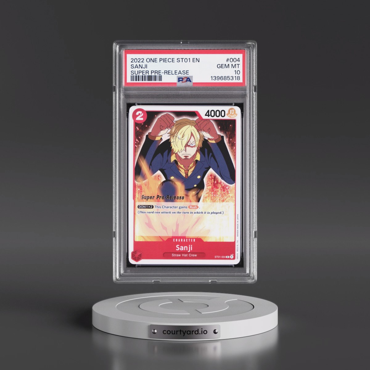 2022 One Piece Starter Deck ST01-Straw Hat Crew Sanji - Super Pre-Release #004 PSA 10
