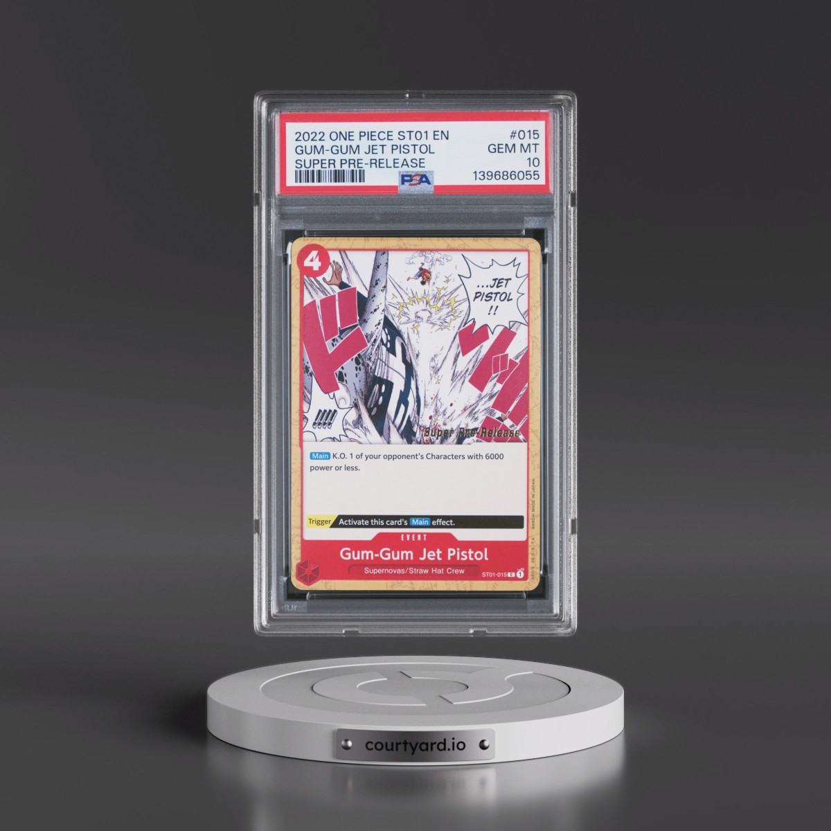 2022 One Piece Starter Deck ST01-Straw Hat Crew #015 Gum-Gum Jet Pistol - Super Pre-Release (PSA 10 GEM MINT)