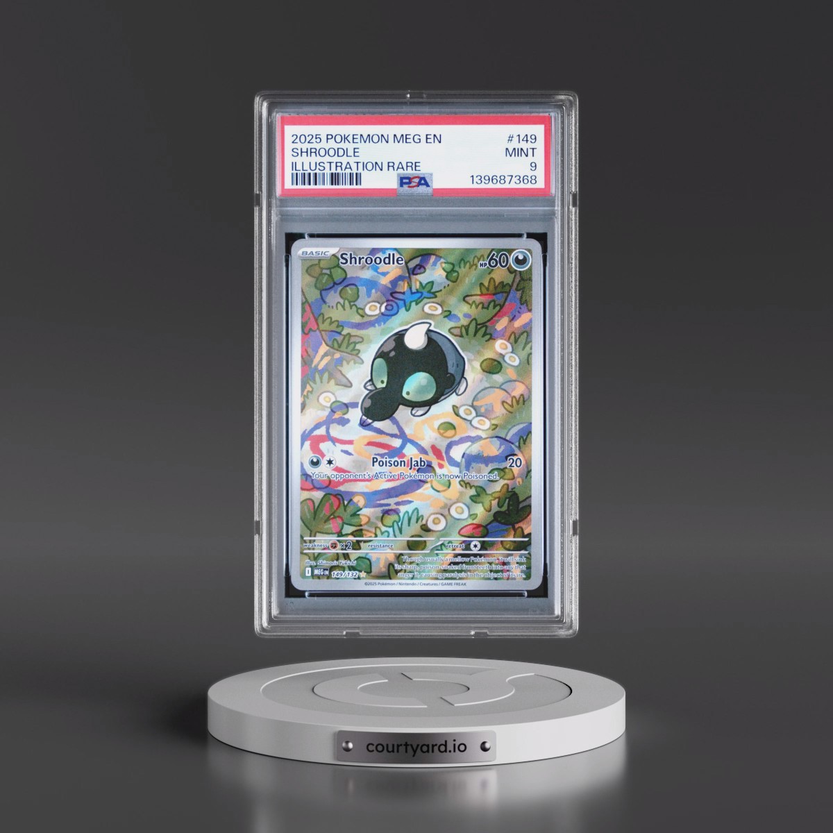 2025 Pokémon Meg EN-Mega Evolution #149 Shroodle - Illustration Rare (PSA 9 MINT)