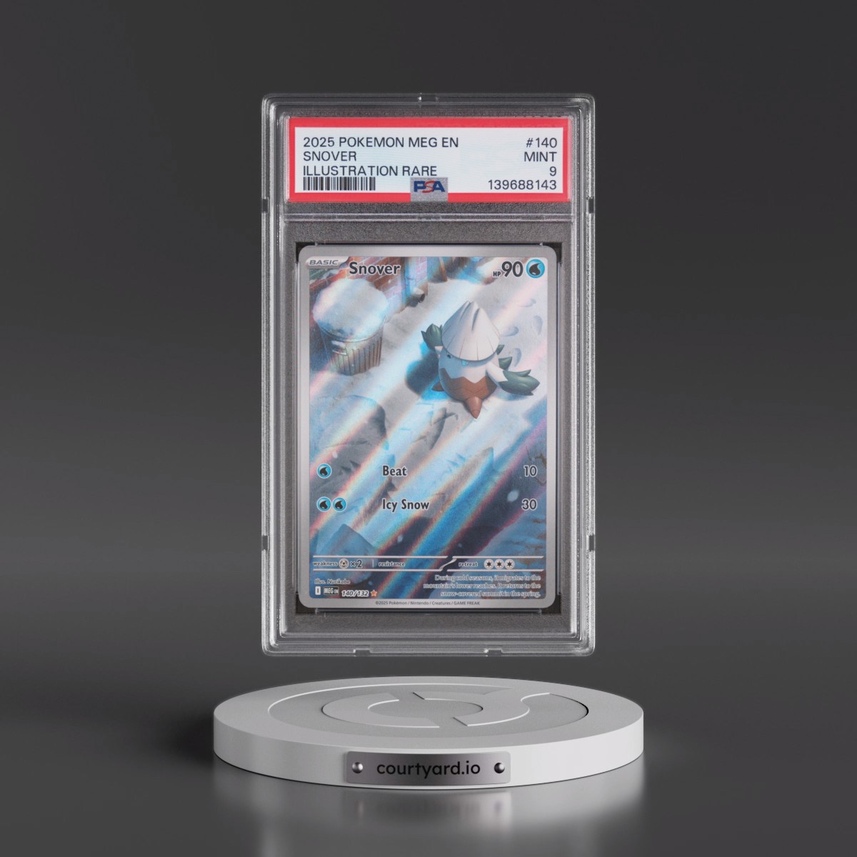 2025 Pokémon Meg EN-Mega Evolution #140 Snover - Illustration Rare (PSA 9 MINT)