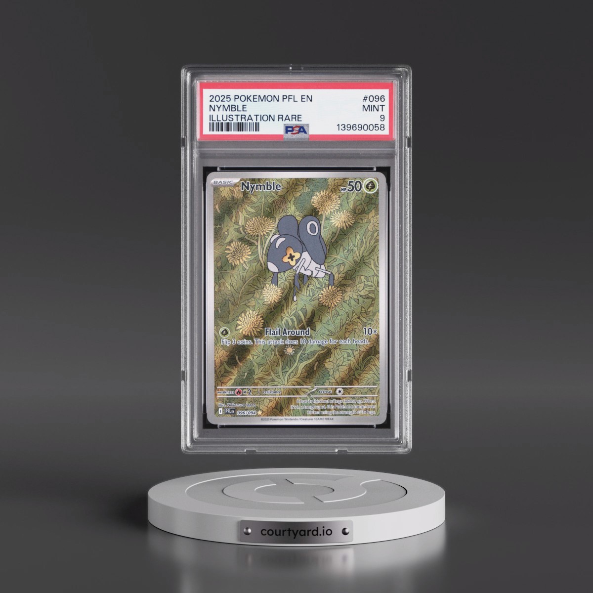 2025 Pokémon Pfl EN-Phantasmal Flames #096 Nymble - Illustration Rare (PSA 9 MINT)