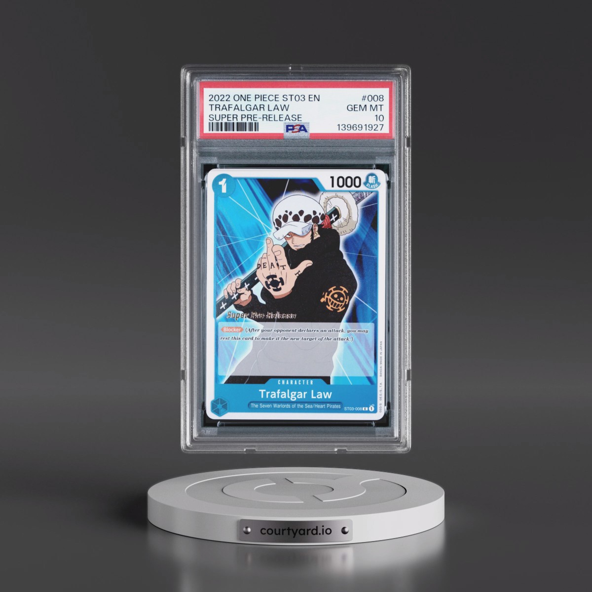2022 One Piece Starter Deck ST03-the Seven Warlords of the Sea #008 Trafalgar Law - Super Pre-Release (PSA 10 GEM MINT)