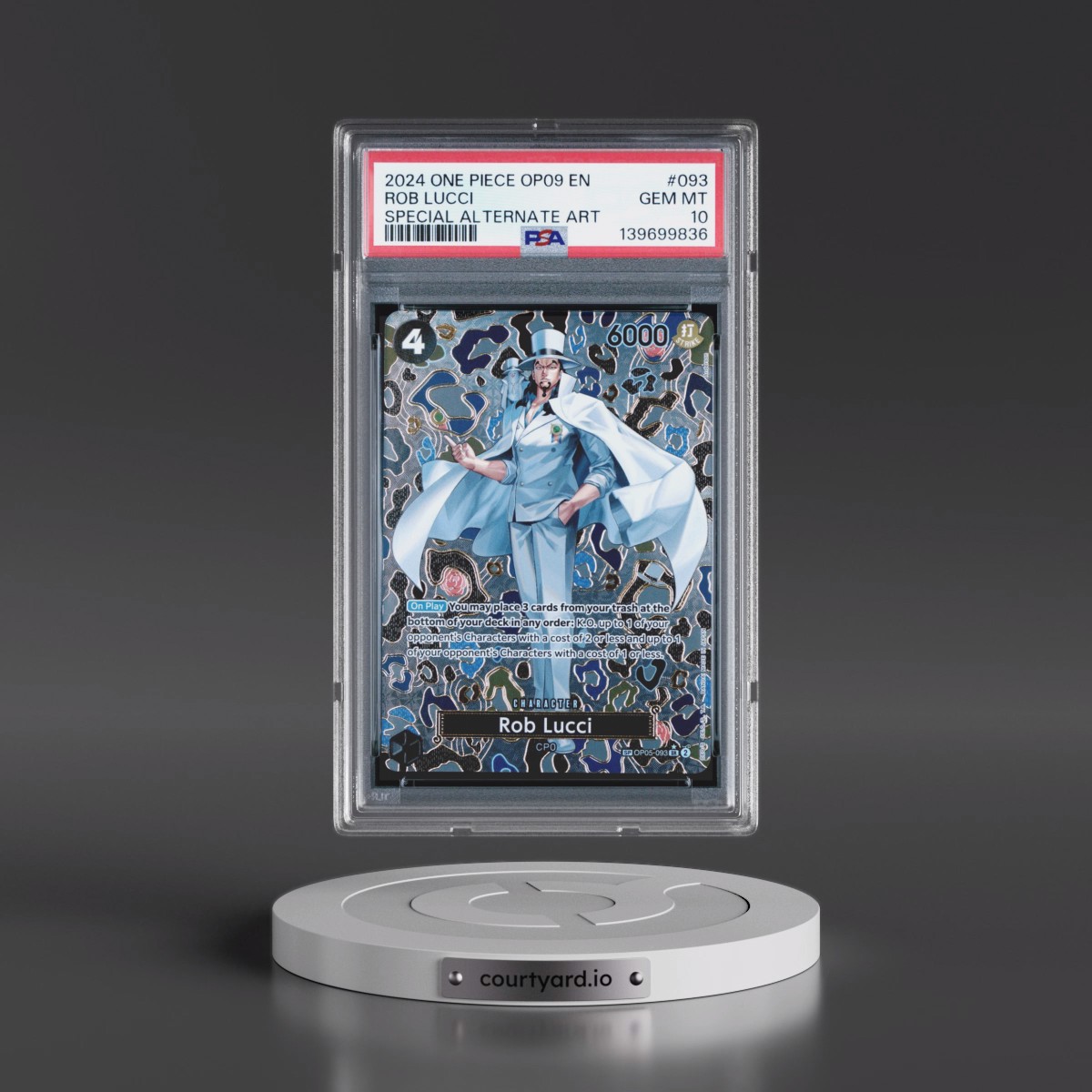 2024 One Piece OP09-Emperors in the New World #093 Rob Lucci - Special Alternate Art (PSA 10 GEM MINT)