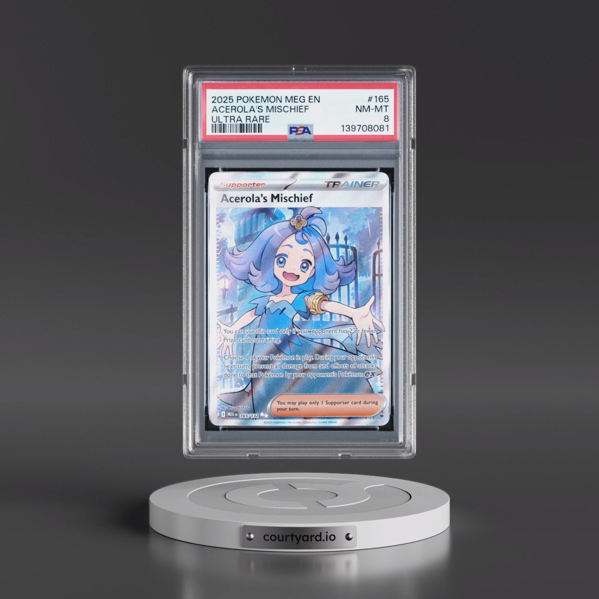 2025 Pokémon Meg EN-Mega Evolution #165 Acerola's Mischief - Ultra Rare (PSA 8 NM-MT)