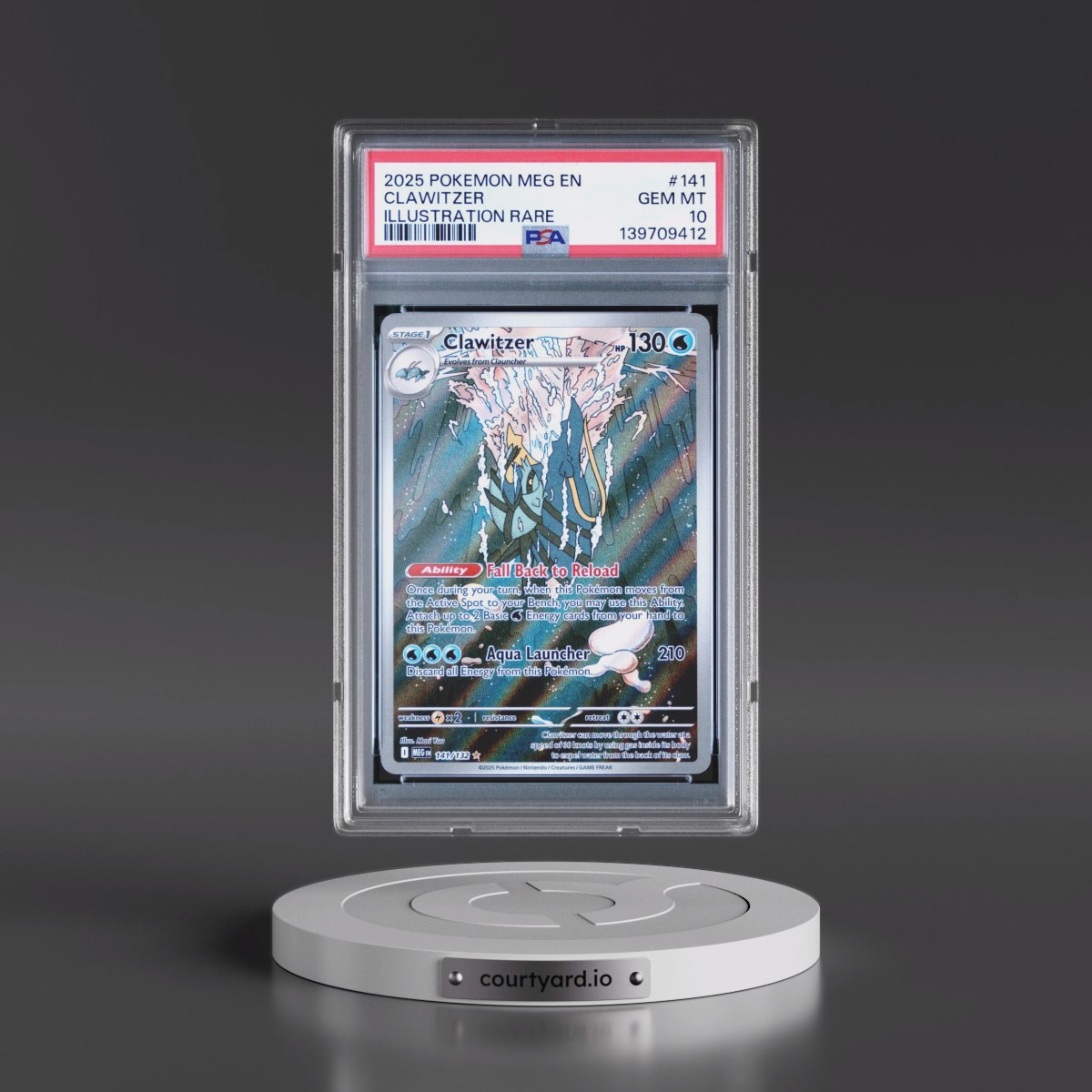 2025 Pokémon Meg EN-Mega Evolution #141 Clawitzer - Illustration Rare (PSA 10 GEM MINT)