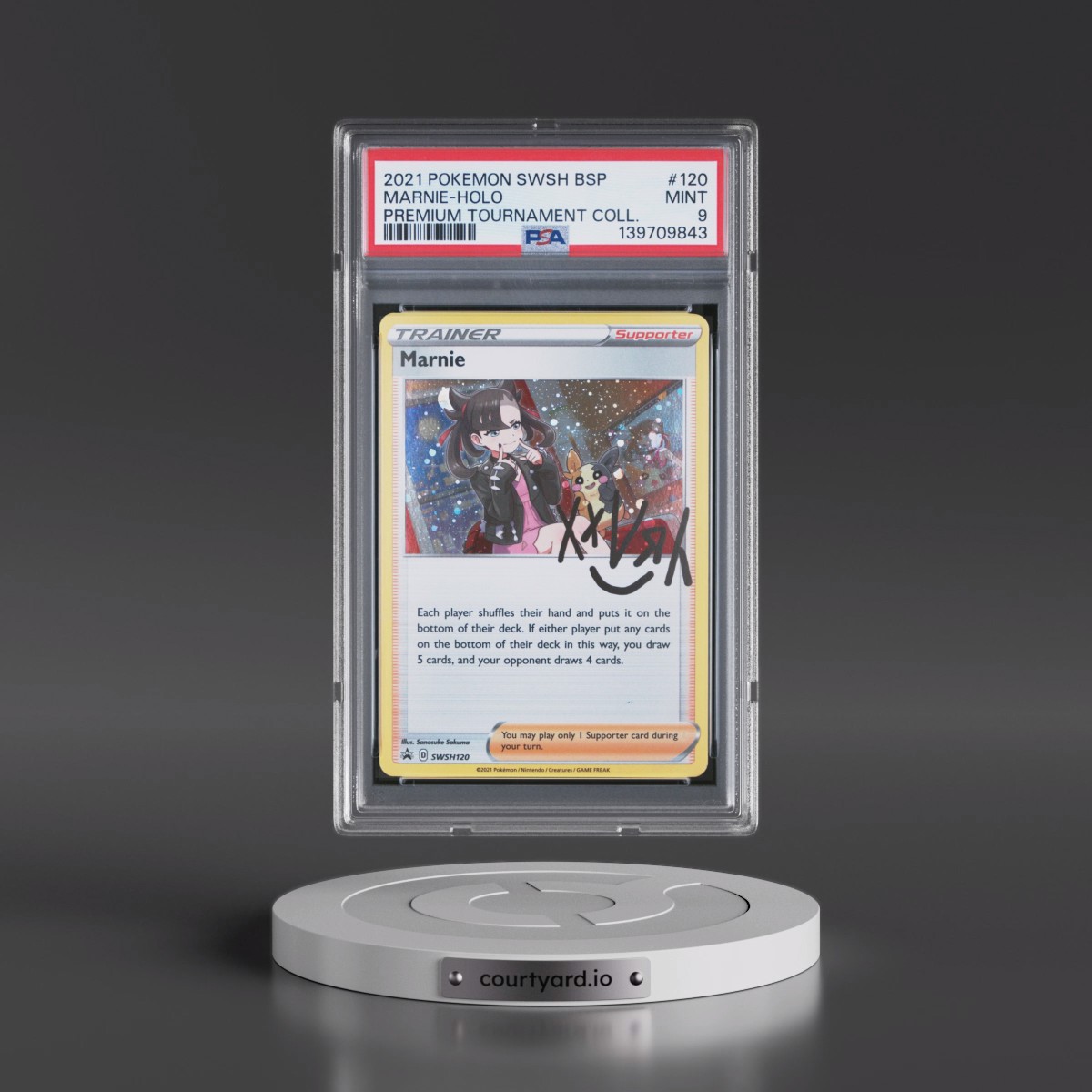 2021 Pokémon Swsh Black Star Promo #120 Marnie - Holo Marnie Premium Tournament Collection (PSA 9 MINT)
