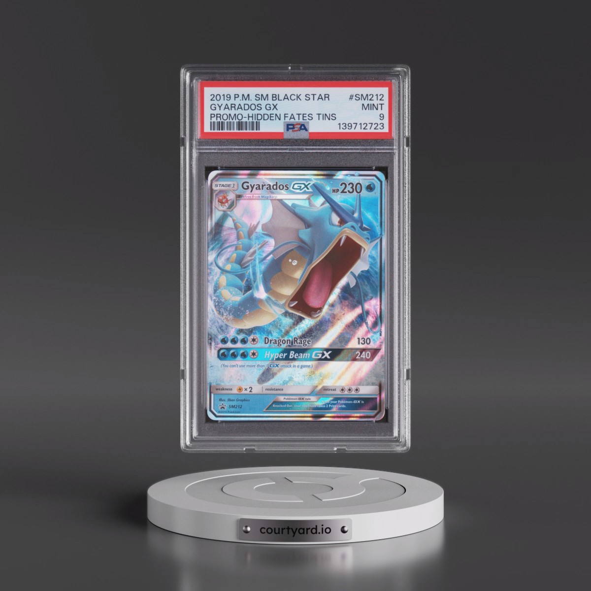 2019 Pokémon SM Black Star Promo #SM212 Gyarados GX - Holo Hidden Fates Tins (PSA 9 MINT)