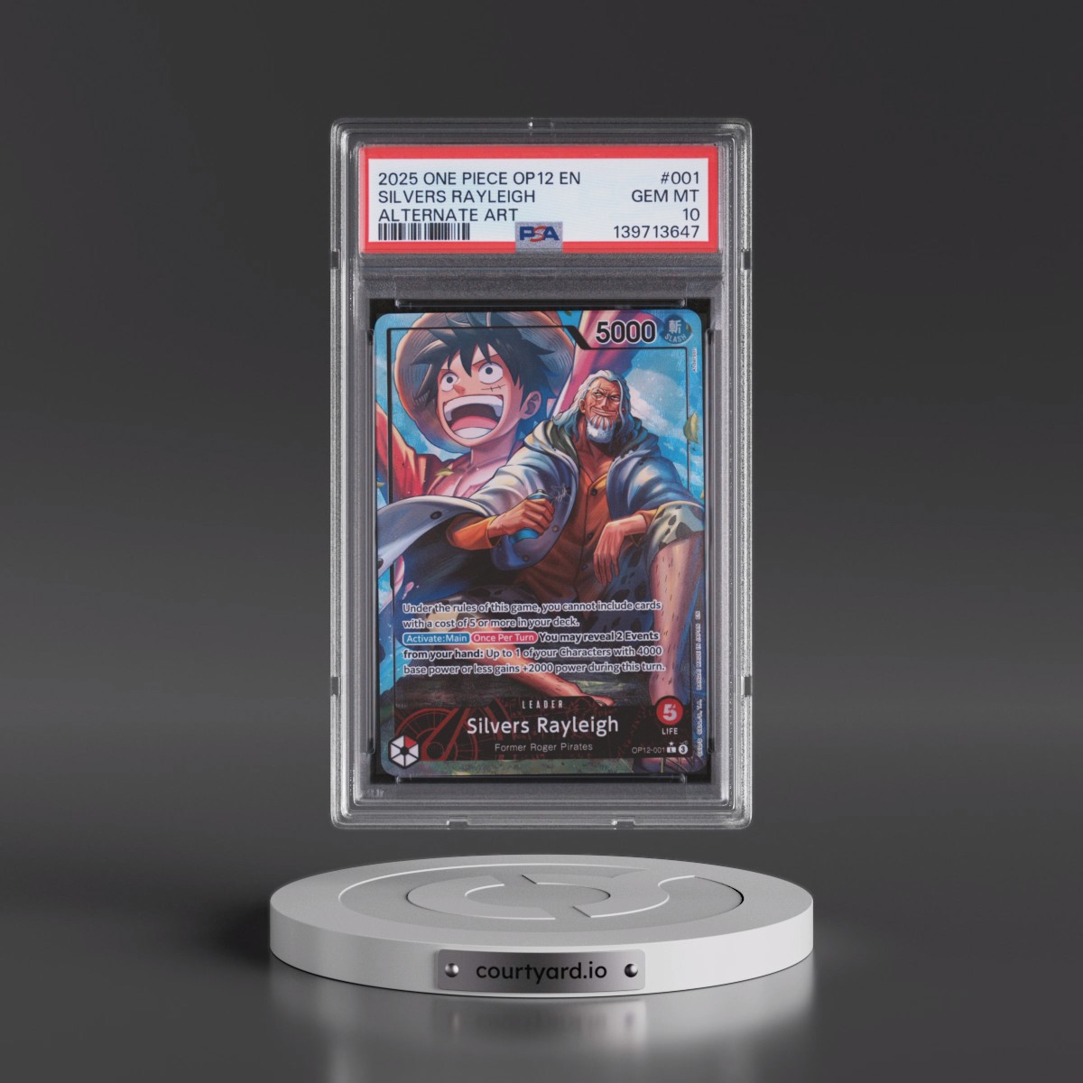 2025 One Piece OP12-Legacy of the Master Silvers Rayleigh - Alternate Art #001 PSA 10