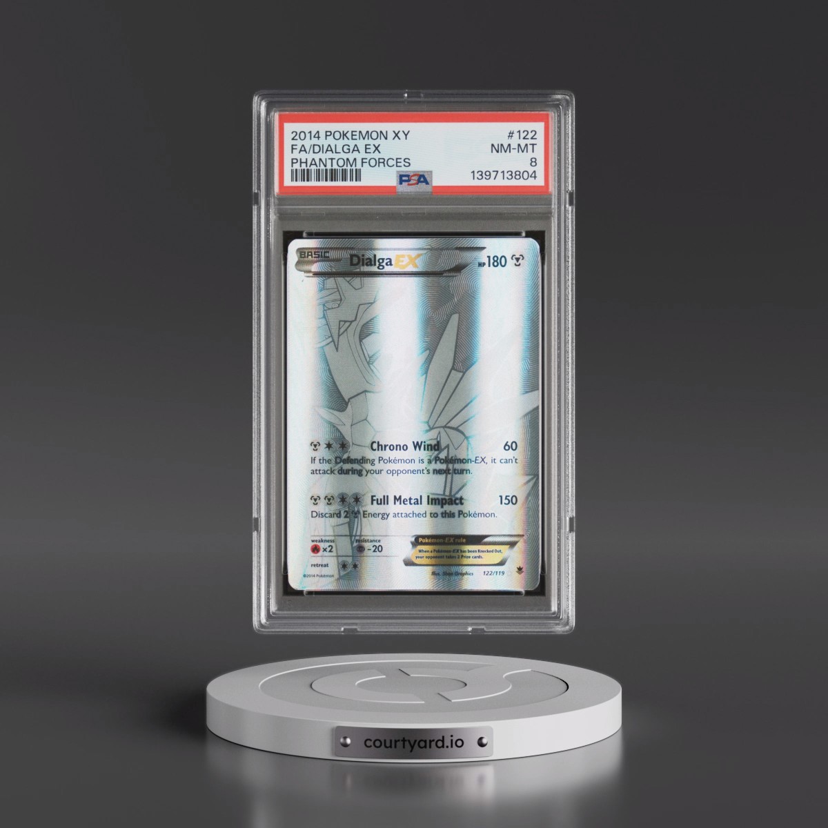 2014 Pokémon XY Phantom Forces #122 Dialga EX - Holo Full Art (PSA 8 NM-MT)