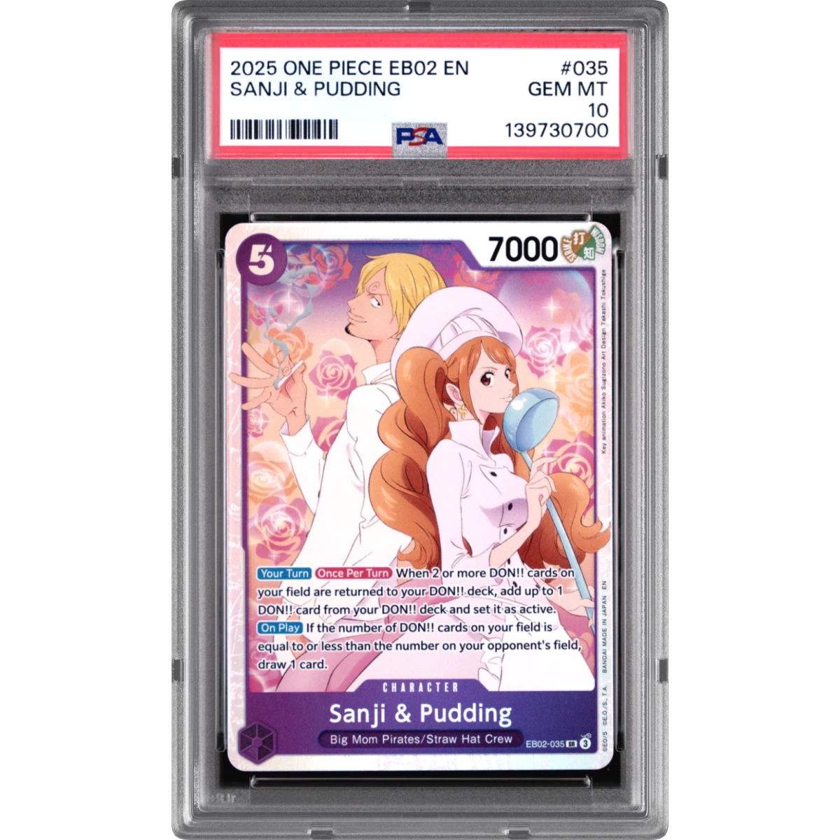2025 One Piece EB02-Extra Booster -Anime 25th Collection #035 Sanji & Pudding (PSA 10 GEM MINT)