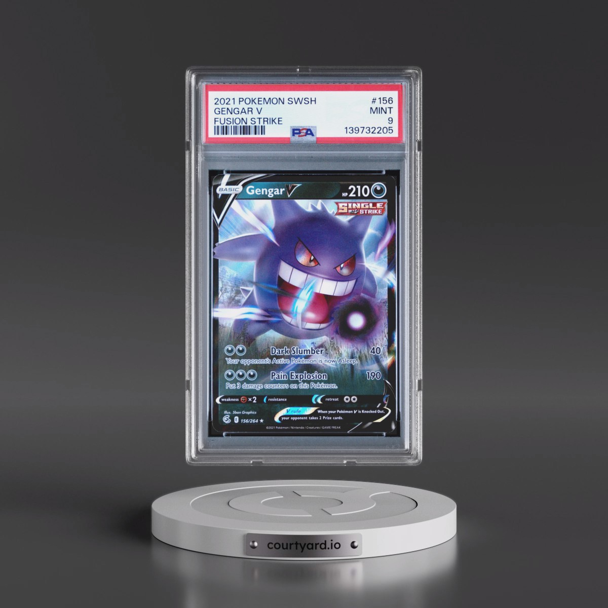 2021 Pokémon Sword & Shield Fusion Strike #156 Gengar V - Holo (PSA 9 MINT)