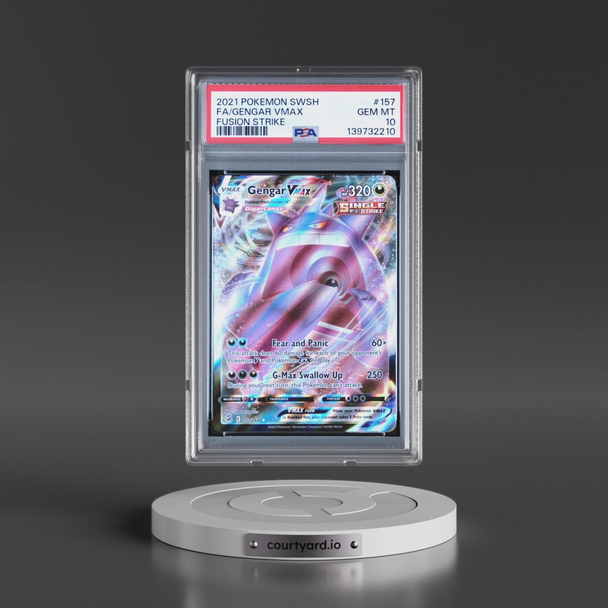 2021 Pokémon Sword & Shield Fusion Strike #157 Gengar Vmax - Full Art (PSA 10 GEM MINT)