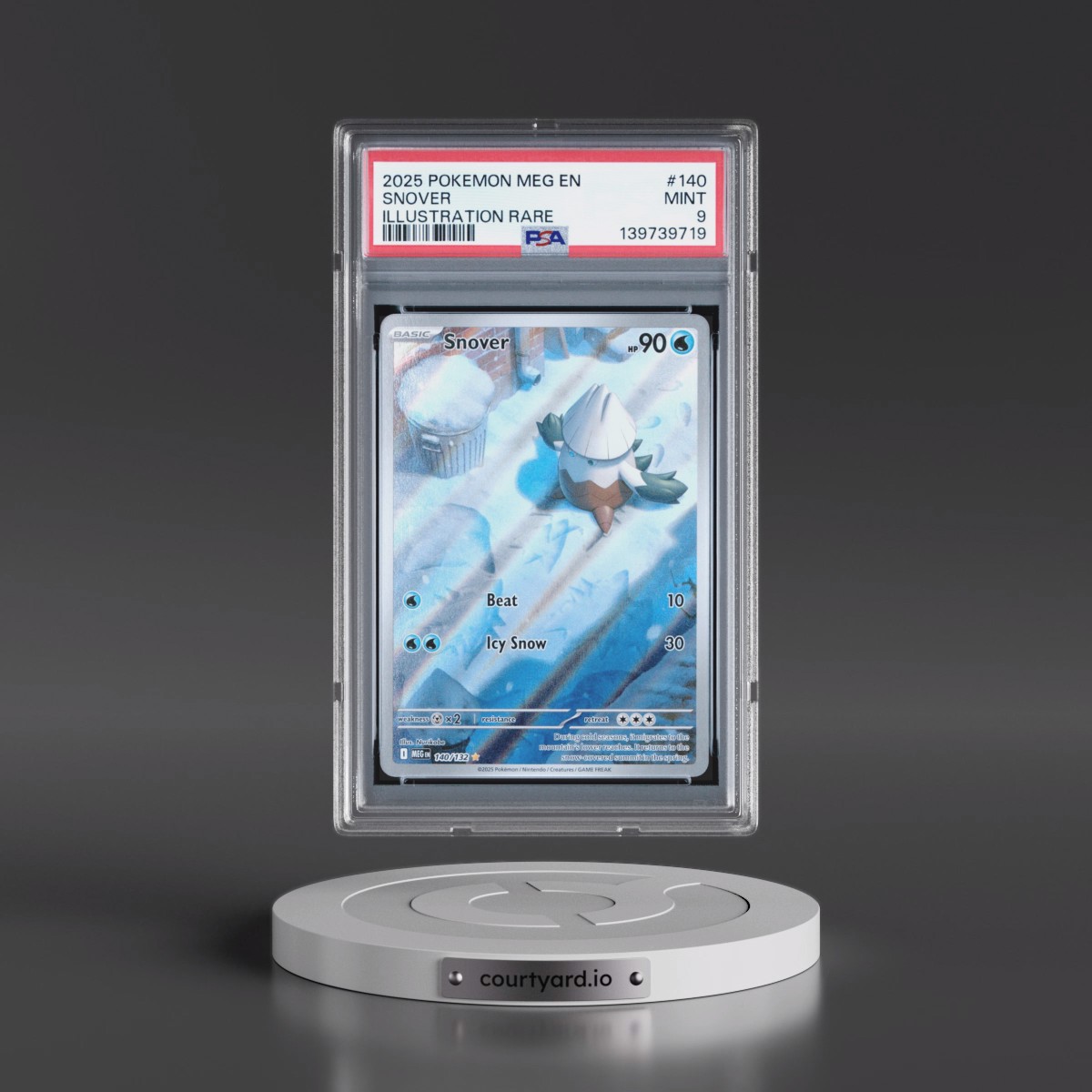 2025 Pokémon Meg EN-Mega Evolution #140 Snover - Illustration Rare (PSA 9 MINT)