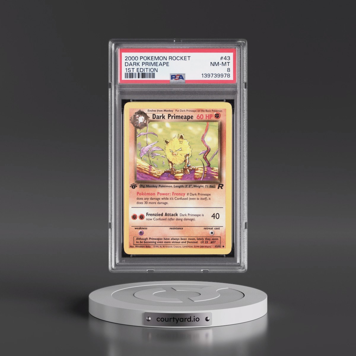 2000 Pokémon Rocket #43 Dark Primeape - 1st Edition (PSA 8 NM-MT)
