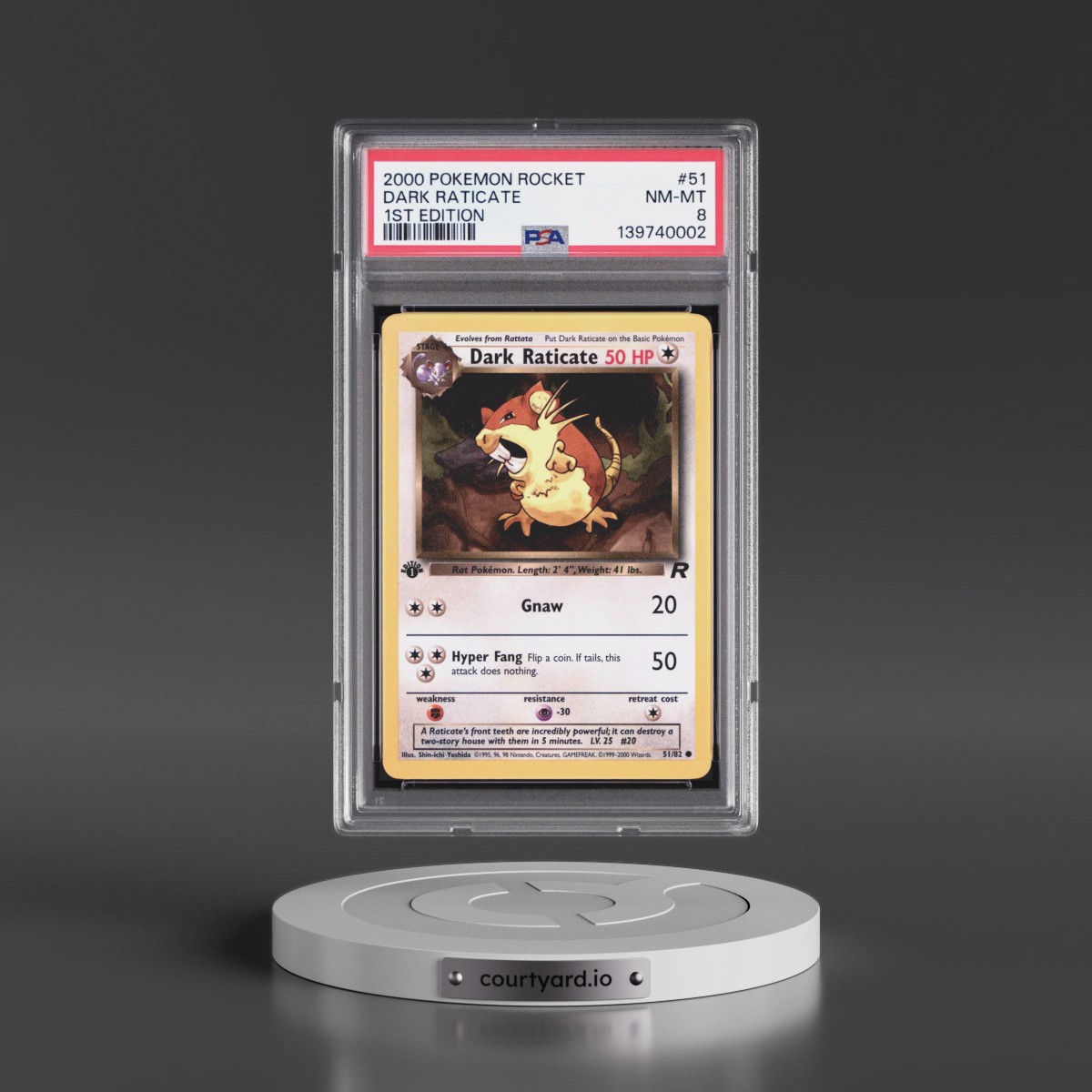 2000 Pokémon Rocket #51 Dark Raticate - 1st Edition (PSA 8 NM-MT)