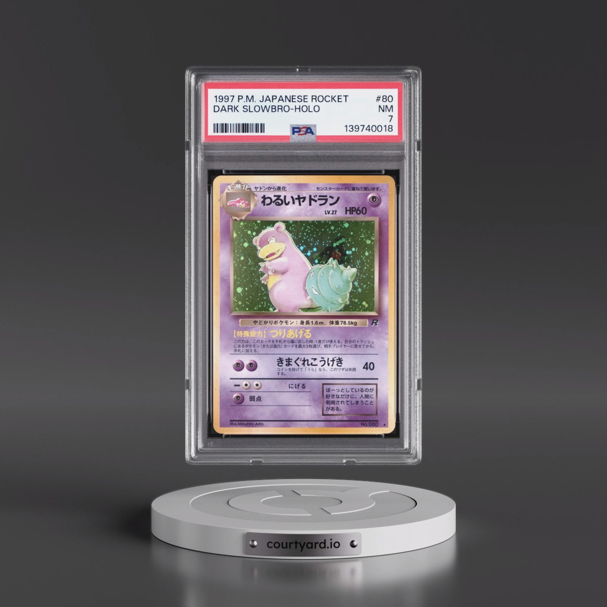 1997 Pokémon Rocket #80 Dark Slowbro - Holo (PSA 7 NM)