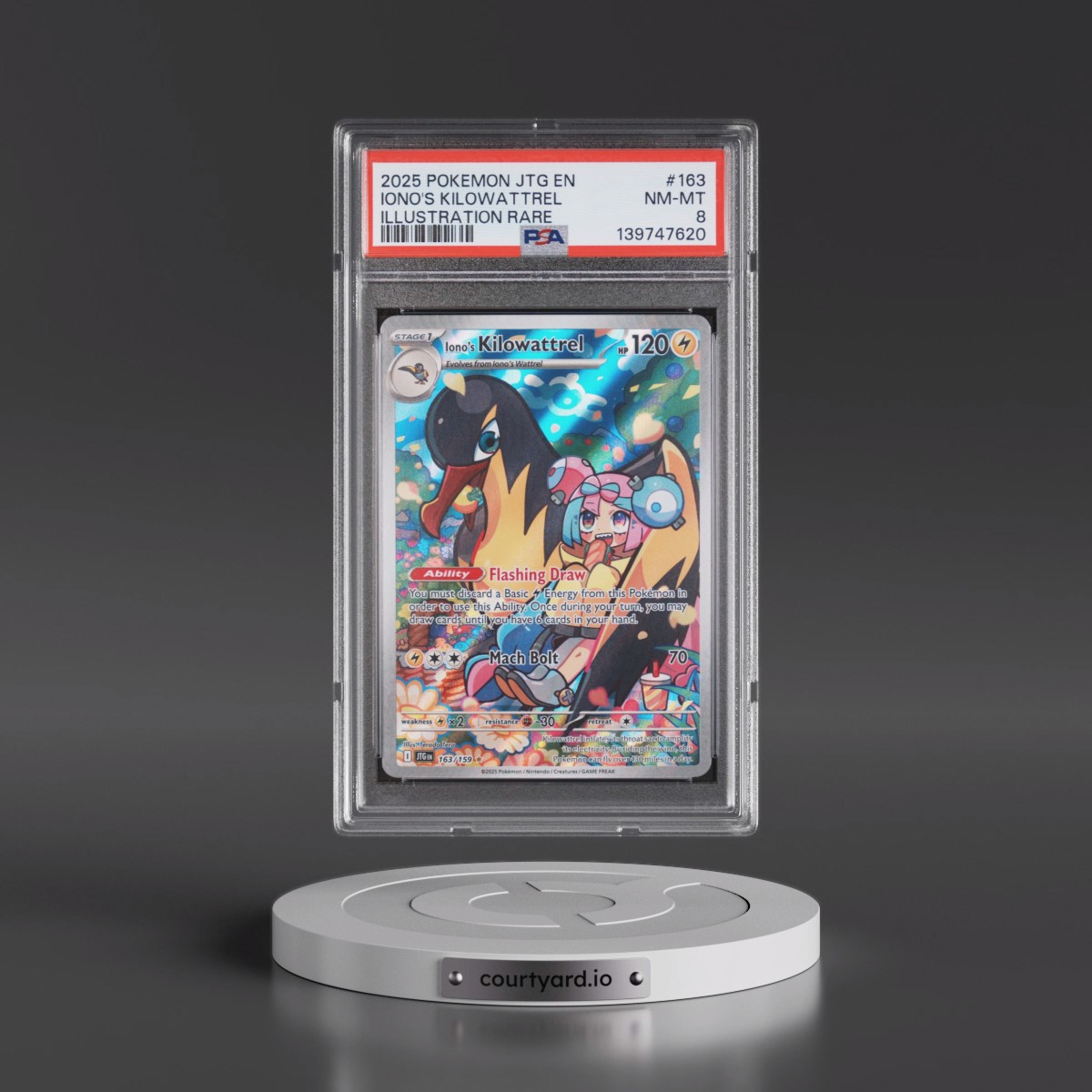 2025 Pokémon Jtg EN-Journey Together #163 Iono's Kilowattrel - Illustration Rare (PSA 8 NM-MT)