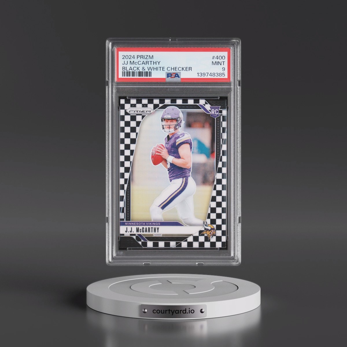 2024 Panini Prizm #400 JJ McCarthy - Black & White Checker (PSA 9 MINT)