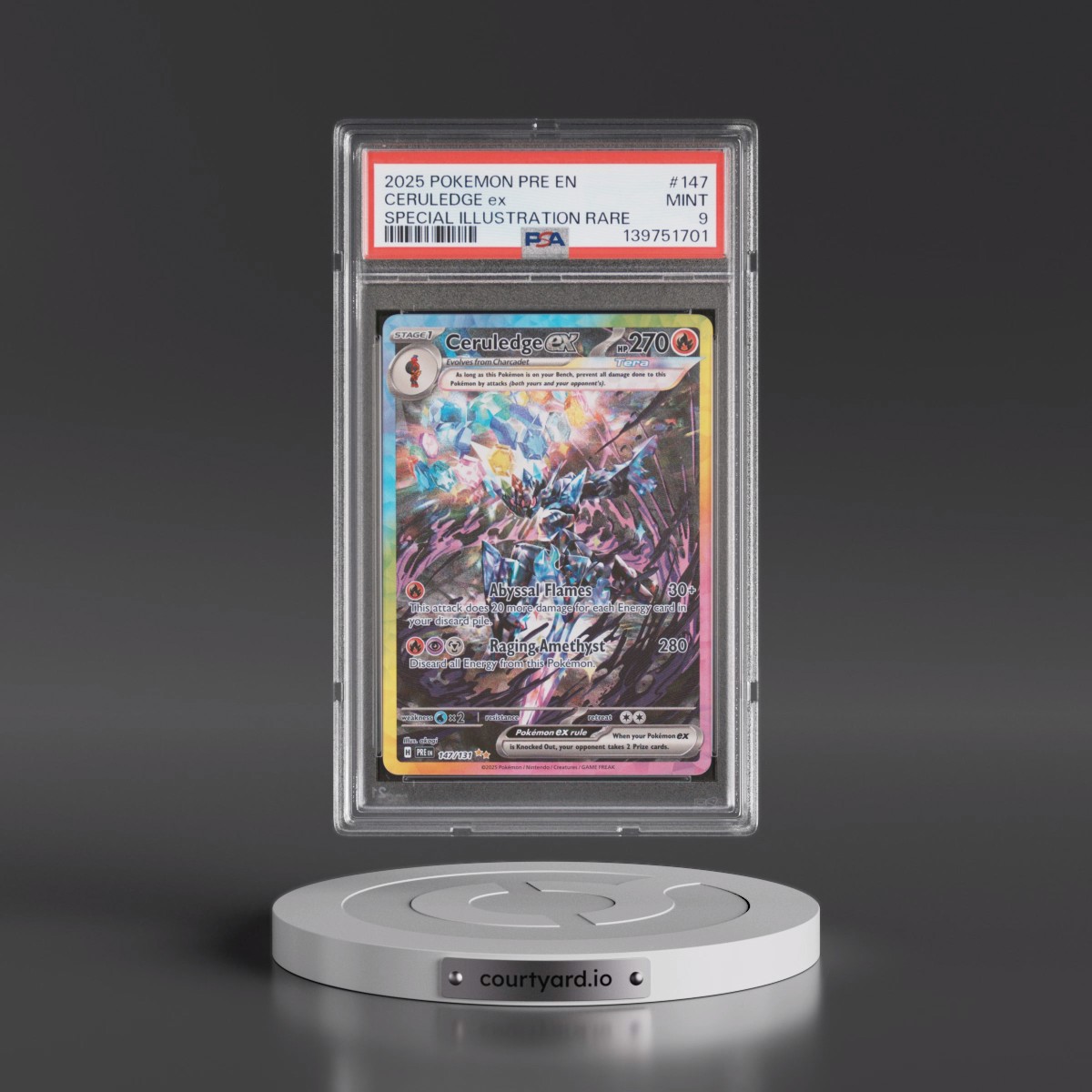 2025 Pokémon Pre EN-Prismatic Evolutions #147 Ceruledge EX - Holo Special Illustration Rare (PSA 9 MINT)